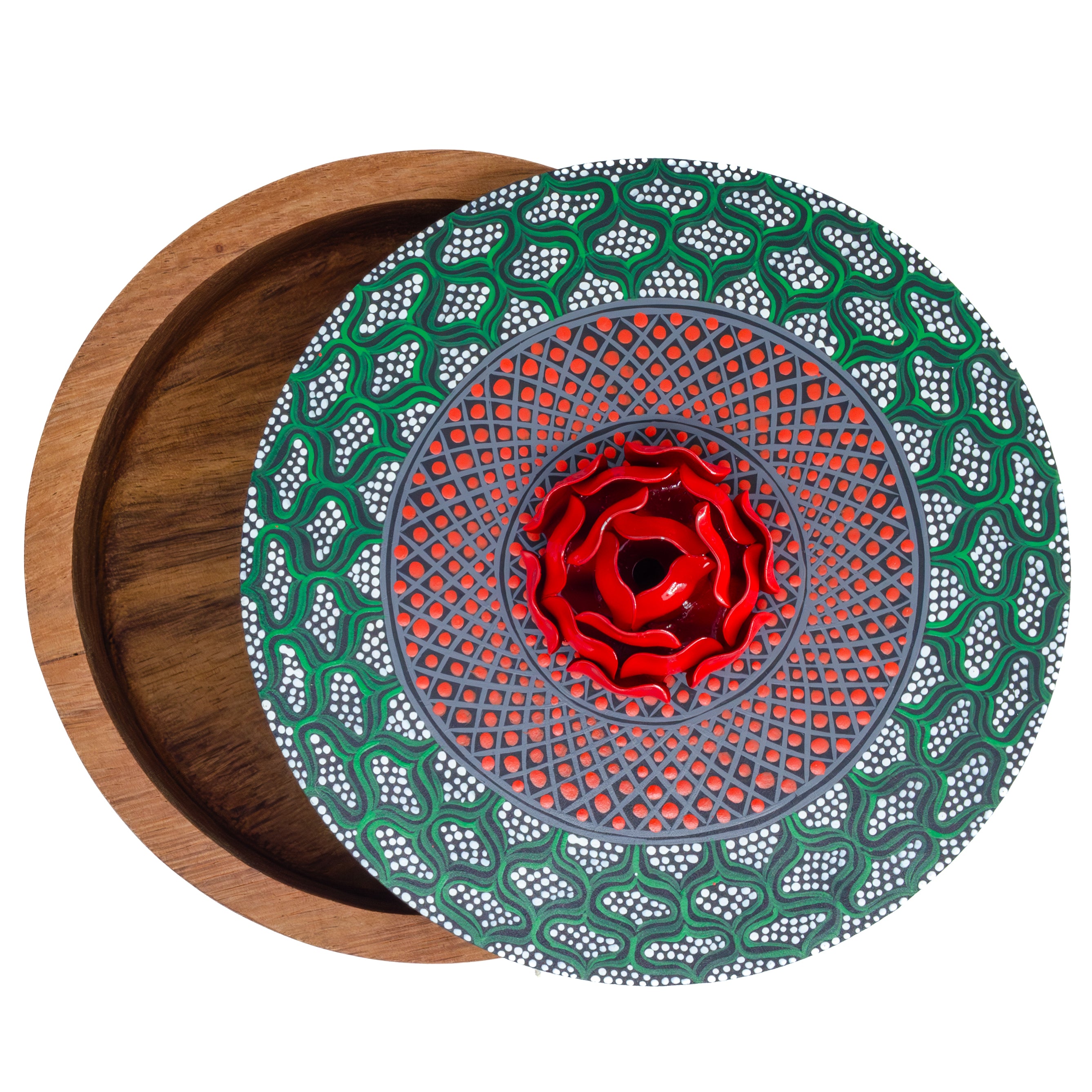 Hand-painted Parota Solid Wood Kitchen Tortillero/Basket