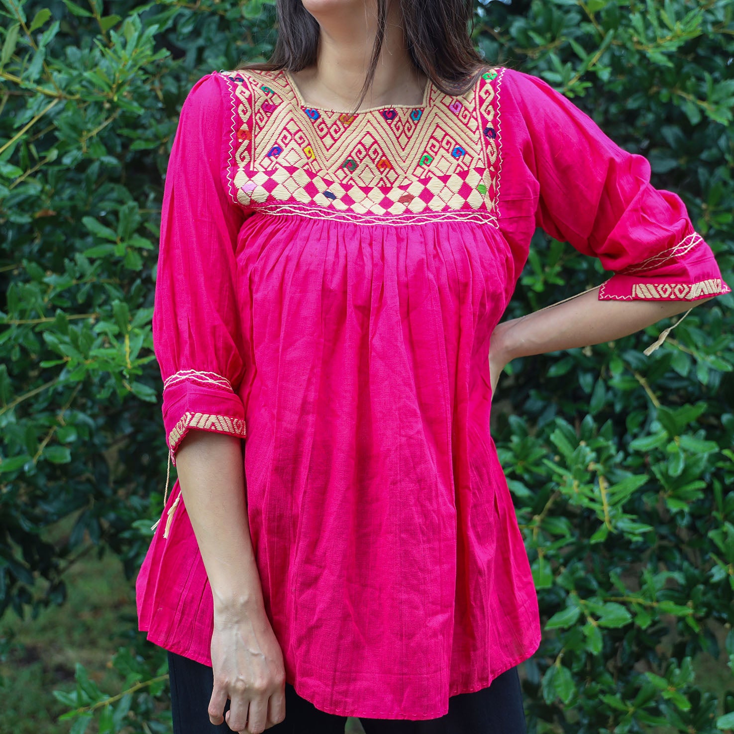 San Andrés 3/4 Sleeve Embroidered Blouse | Lolo Mercadito
