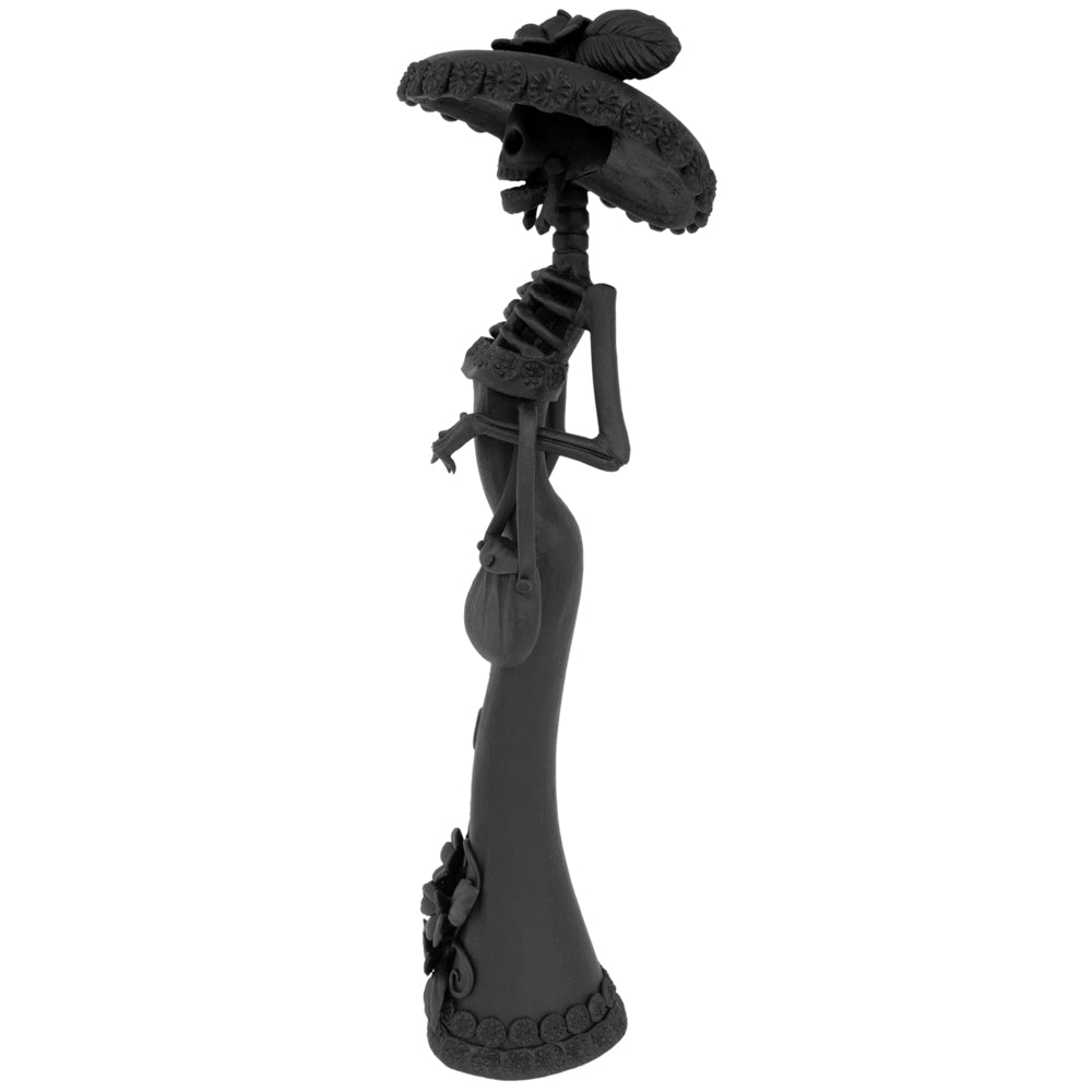 Tall Catrina en Negro From Capula Clay Sculpture