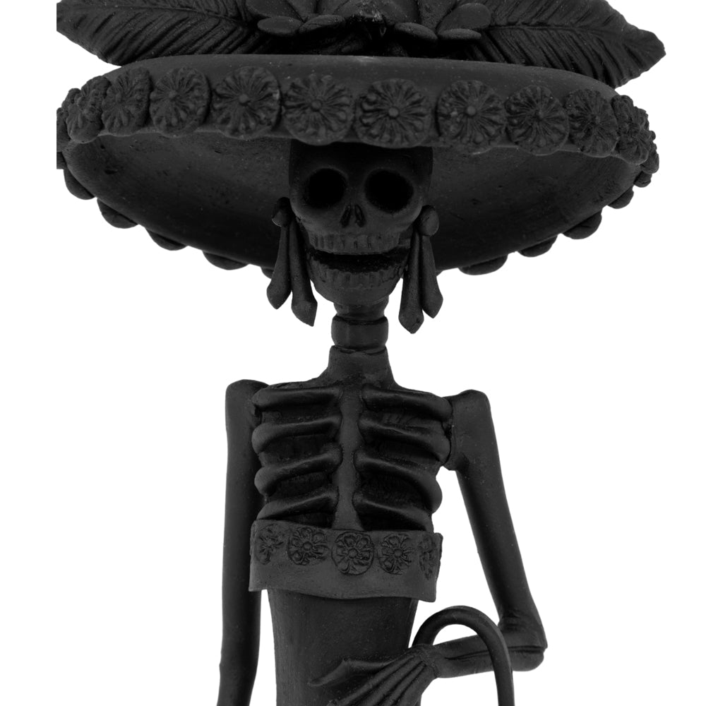 Tall Catrina en Negro From Capula Clay Sculpture