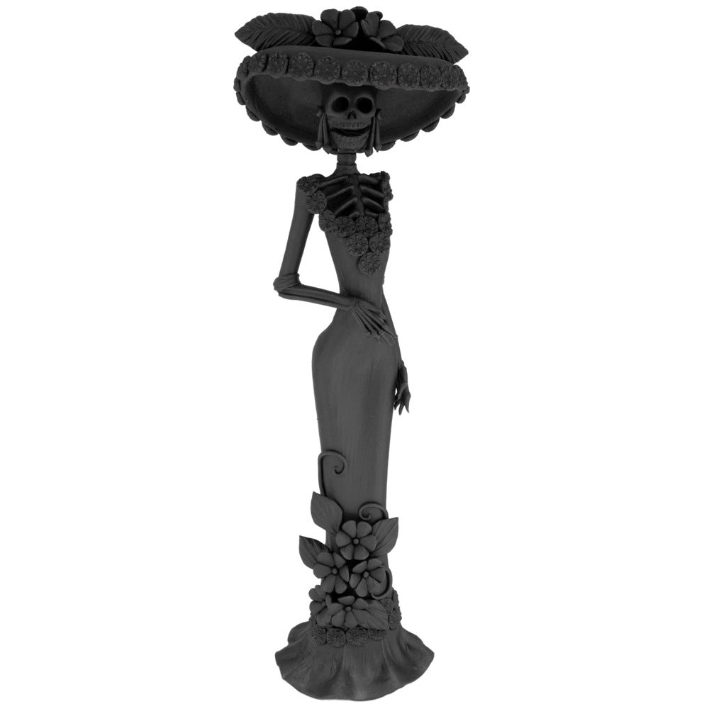Tall Catrina en Negro From Capula Clay Sculpture