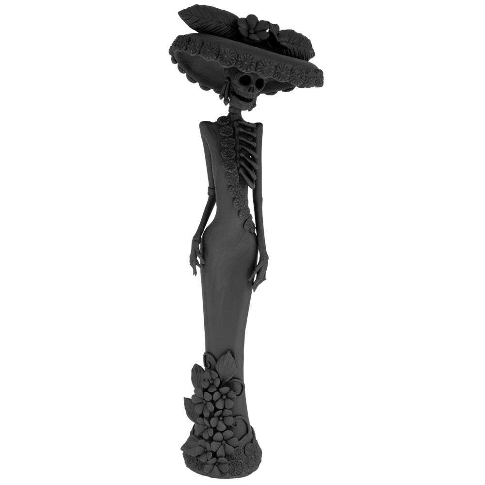 Tall Catrina en Negro From Capula Clay Sculpture