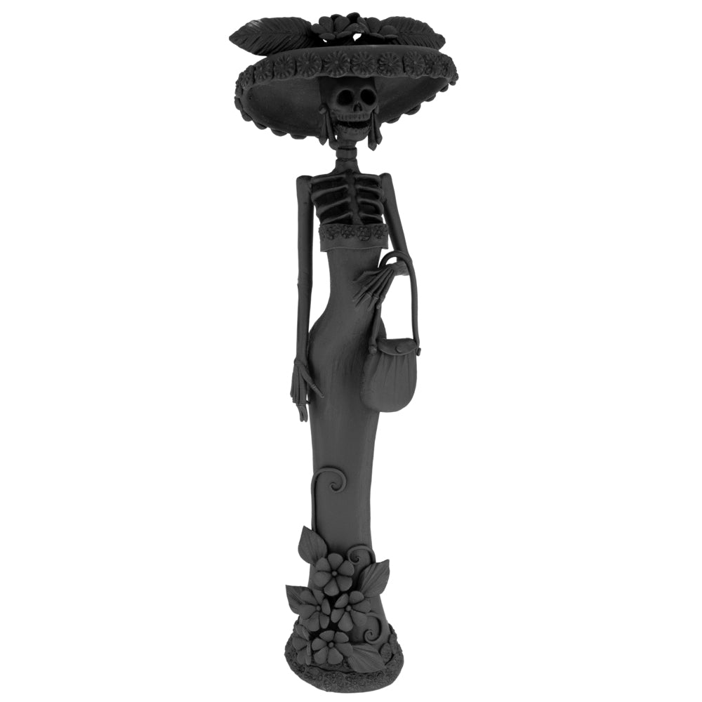 Tall Catrina en Negro From Capula Clay Sculpture