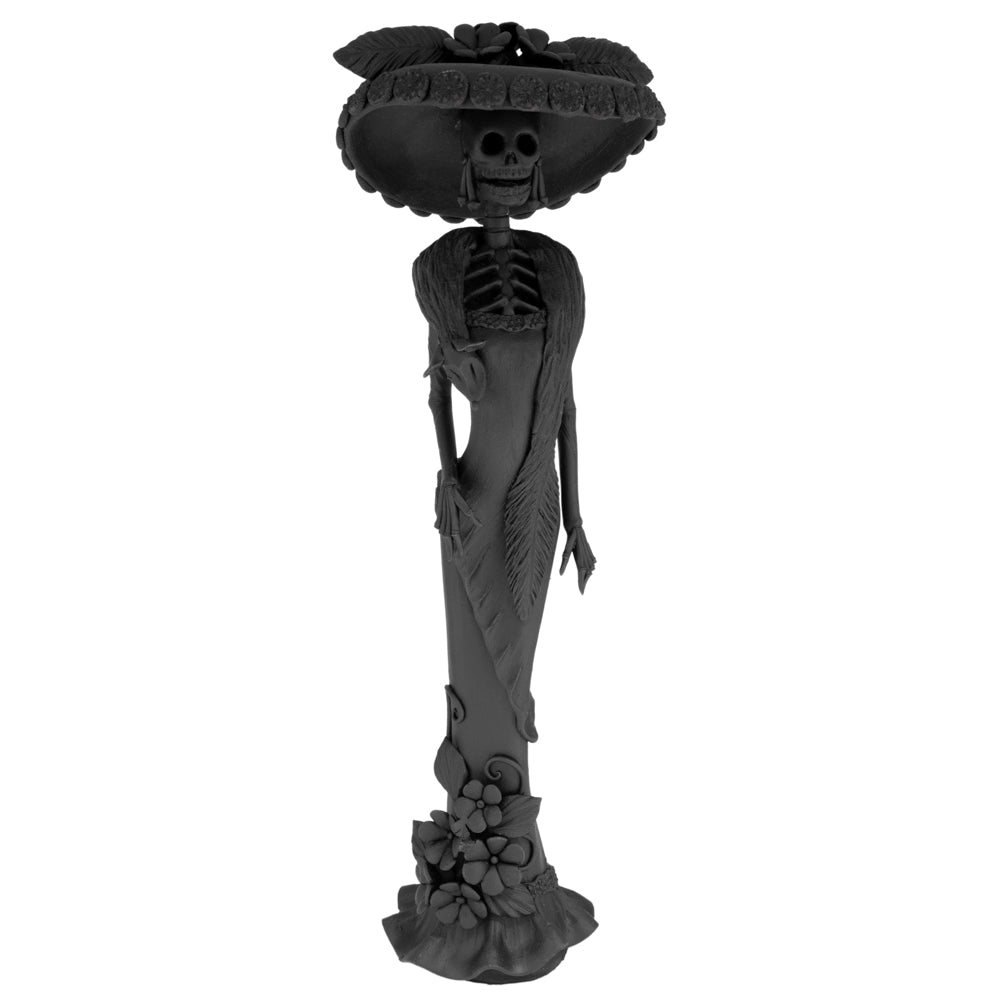 Tall Catrina en Negro From Capula Clay Sculpture