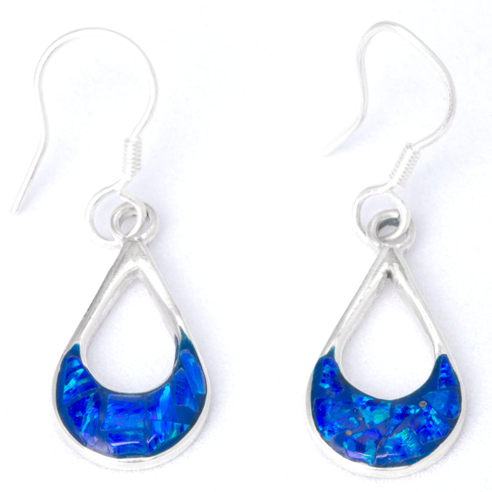 Sterling Silver Colorful Opal Teardrop Earrings