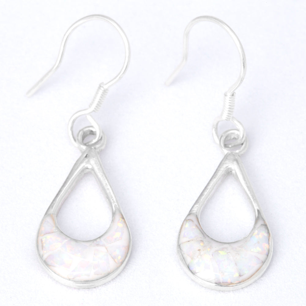 Sterling Silver Colorful Opal Teardrop Earrings