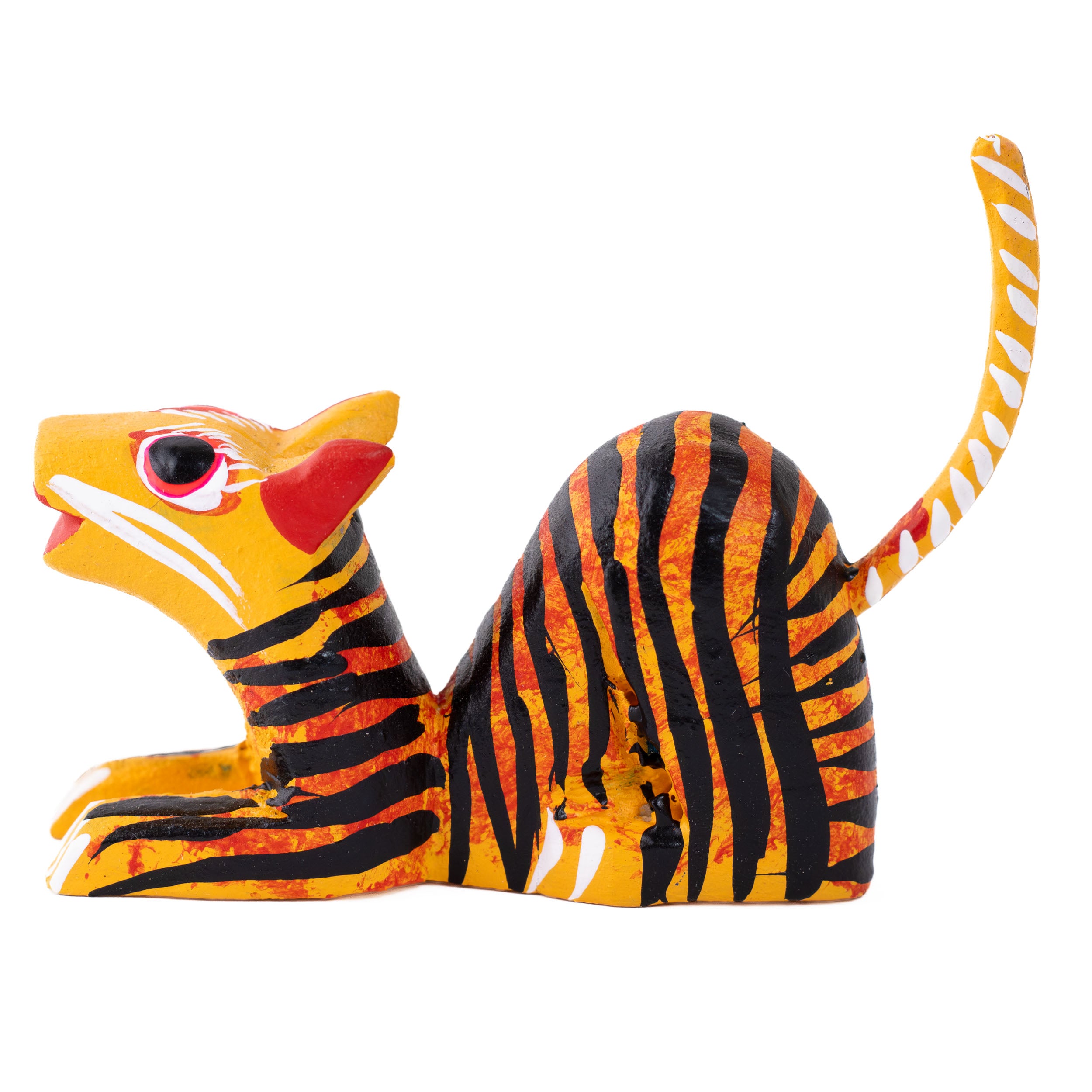 Hand Painted Tiger Wooden Figurine