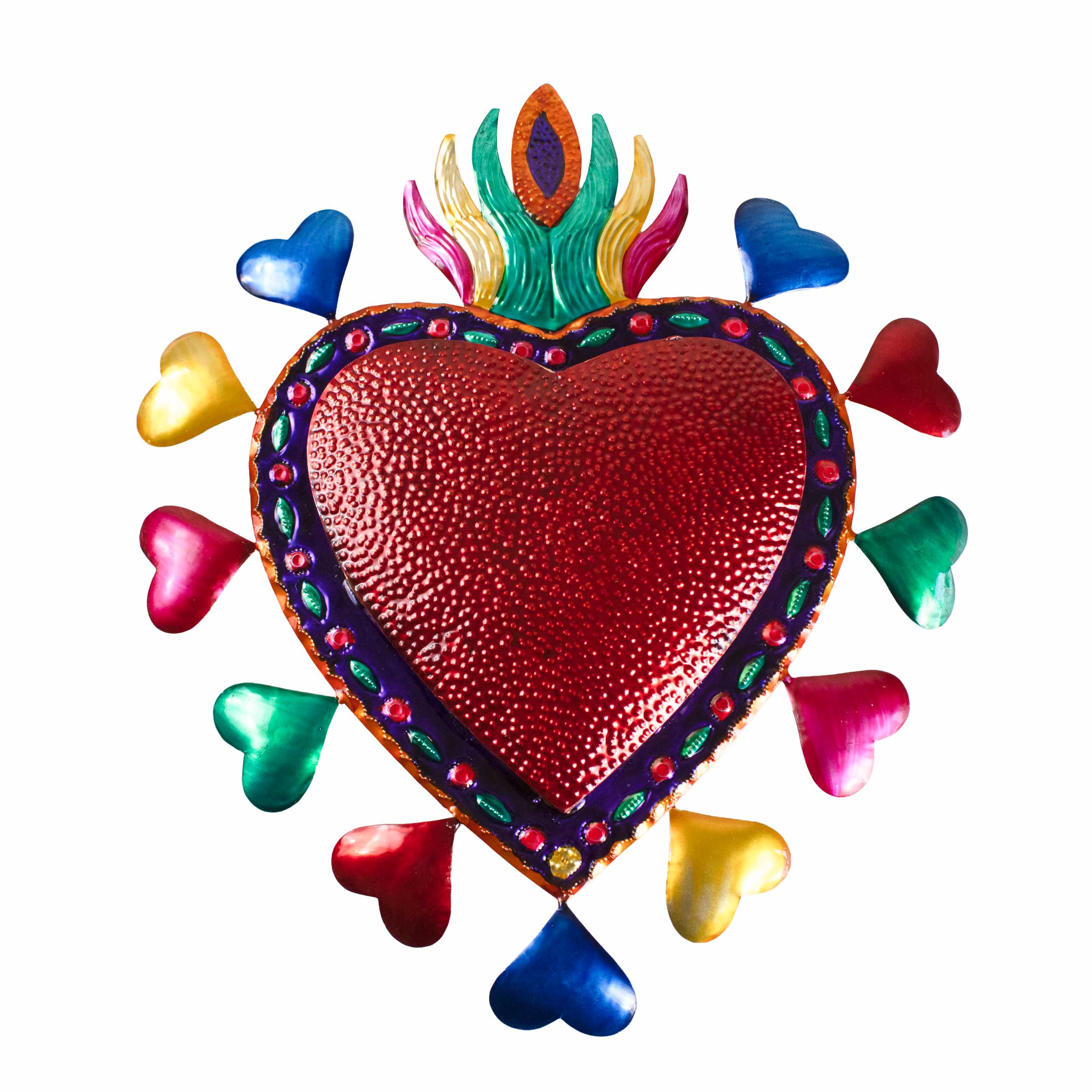 Sacred Heart of Hearts Milagro Tin Art Wall Decor | Lolo Mercadito