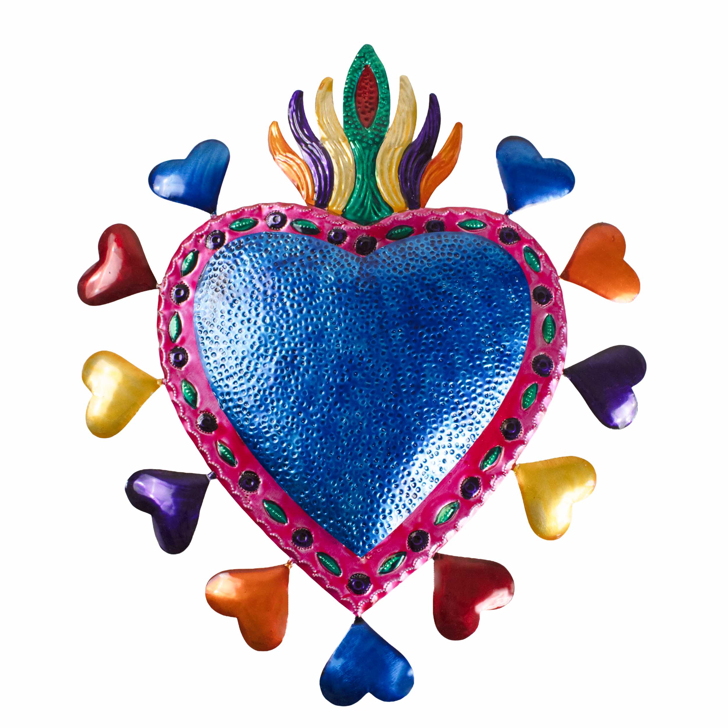 Sacred Heart of Hearts Milagro Tin Art Wall Decor | Lolo Mercadito