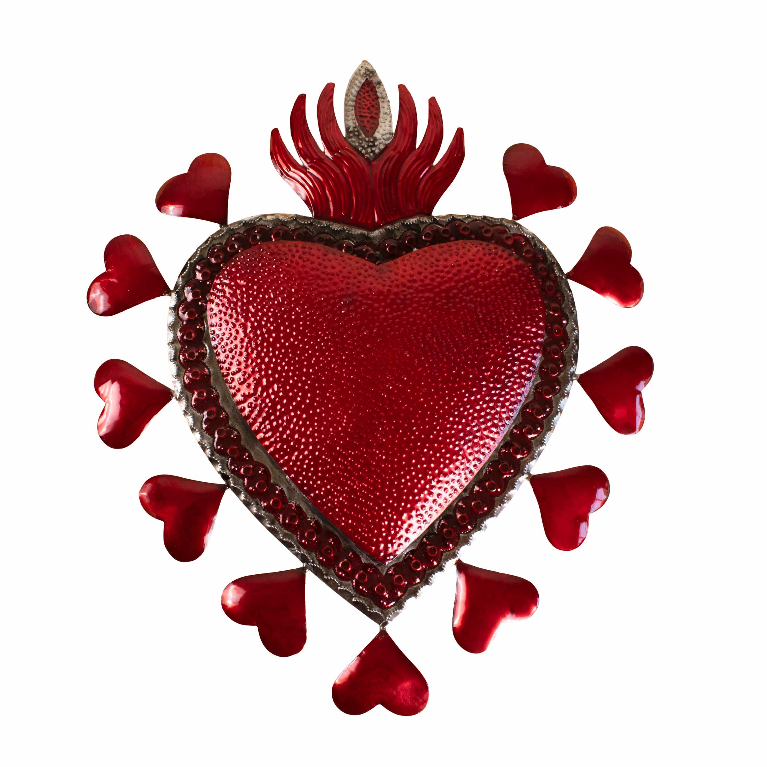 Sacred Heart of Hearts Milagro Tin Art Wall Decor