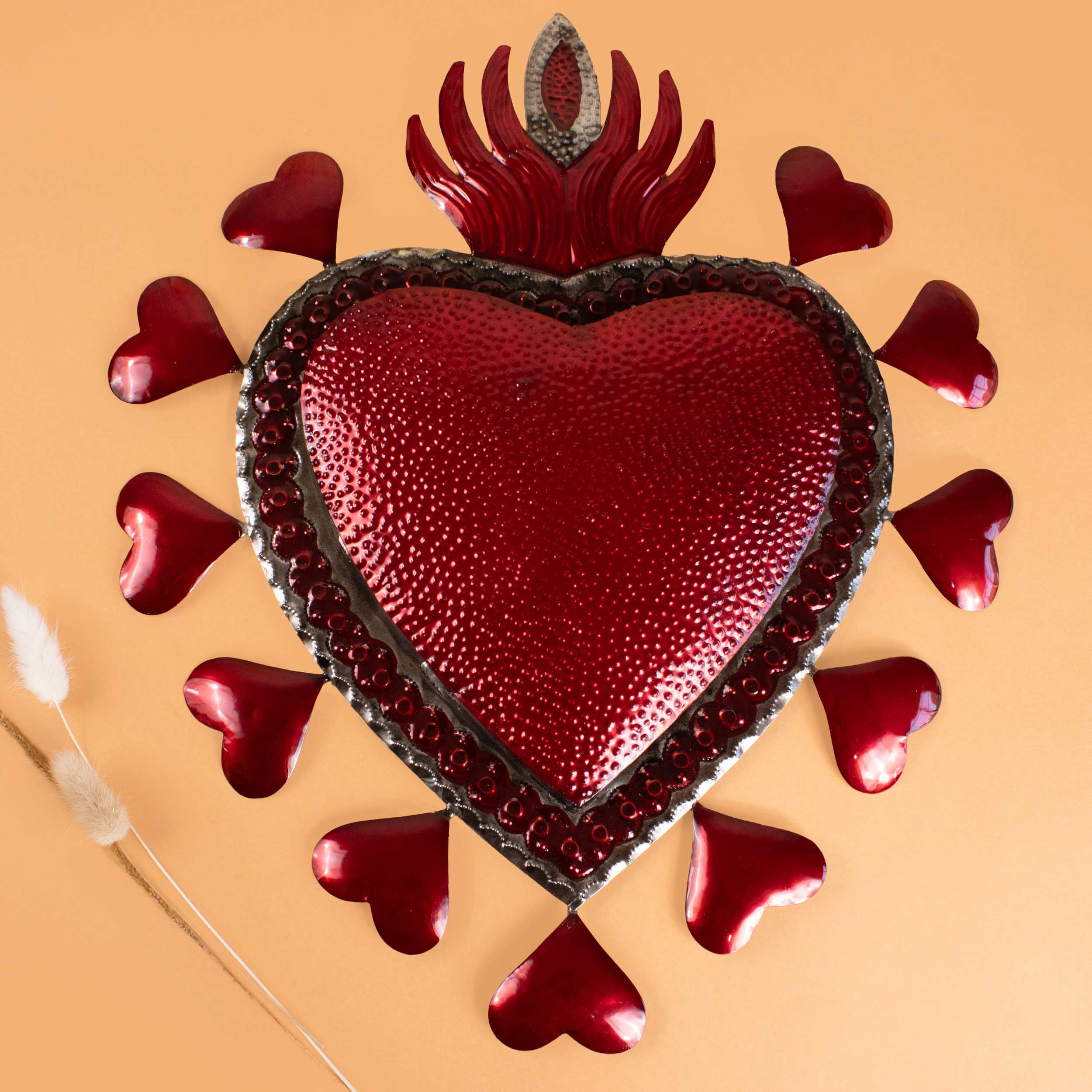 Sacred Heart of Hearts Milagro Tin Art Wall Decor | Lolo Mercadito