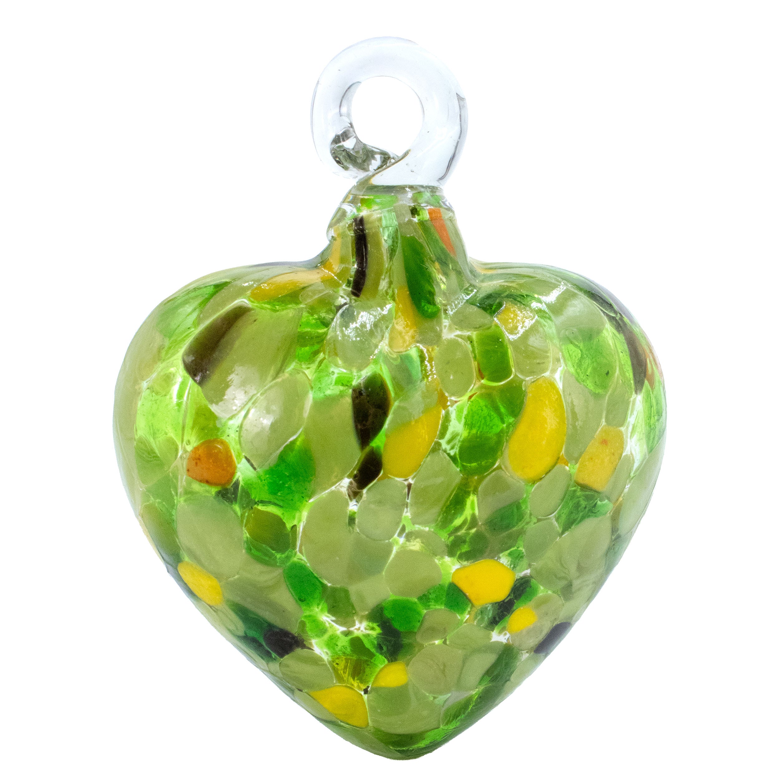 Tonalá Multicolor Blown Glass Hanging Heart Ornament