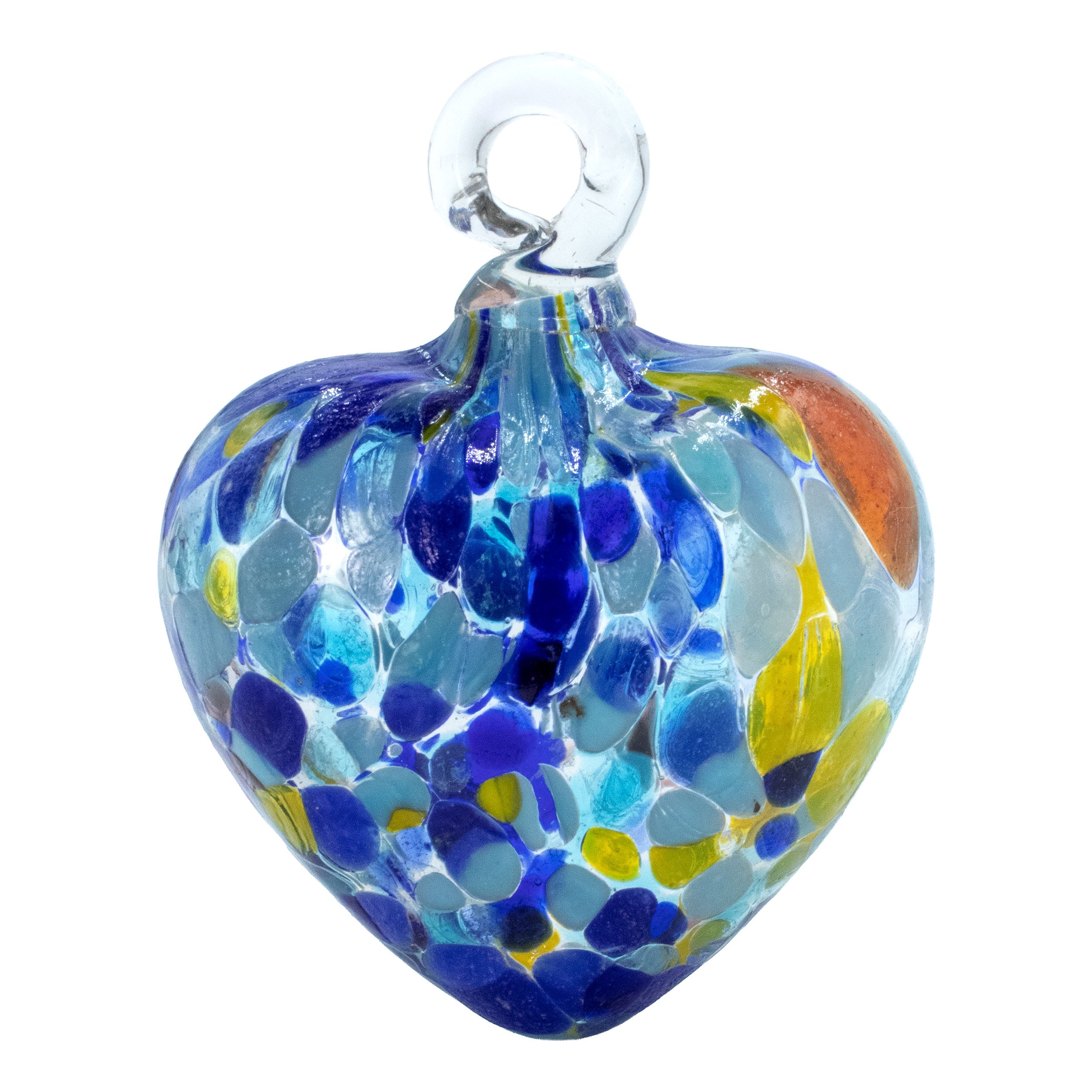 Tonalá Multicolor Blown Glass Hanging Heart Ornament