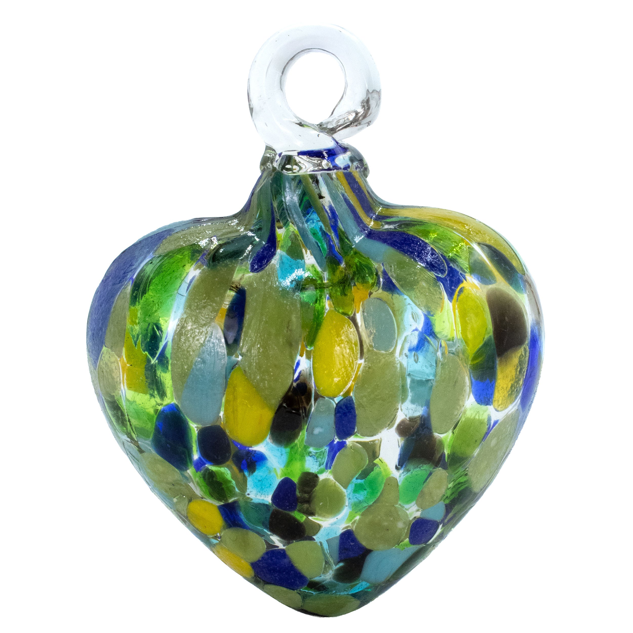 Tonalá Multicolor Blown Glass Hanging Heart Ornament
