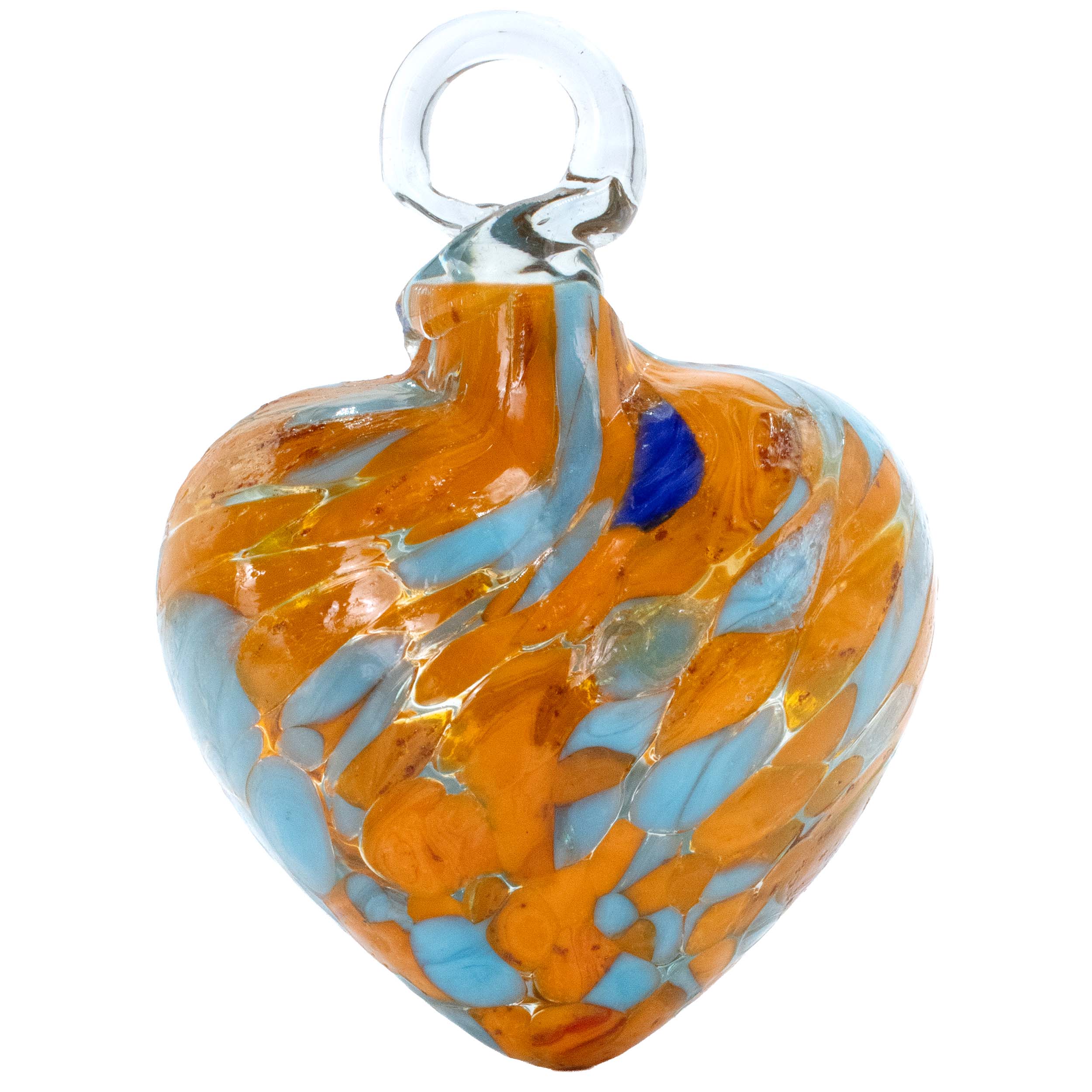 Tonalá Multicolor Blown Glass Hanging Heart Ornament