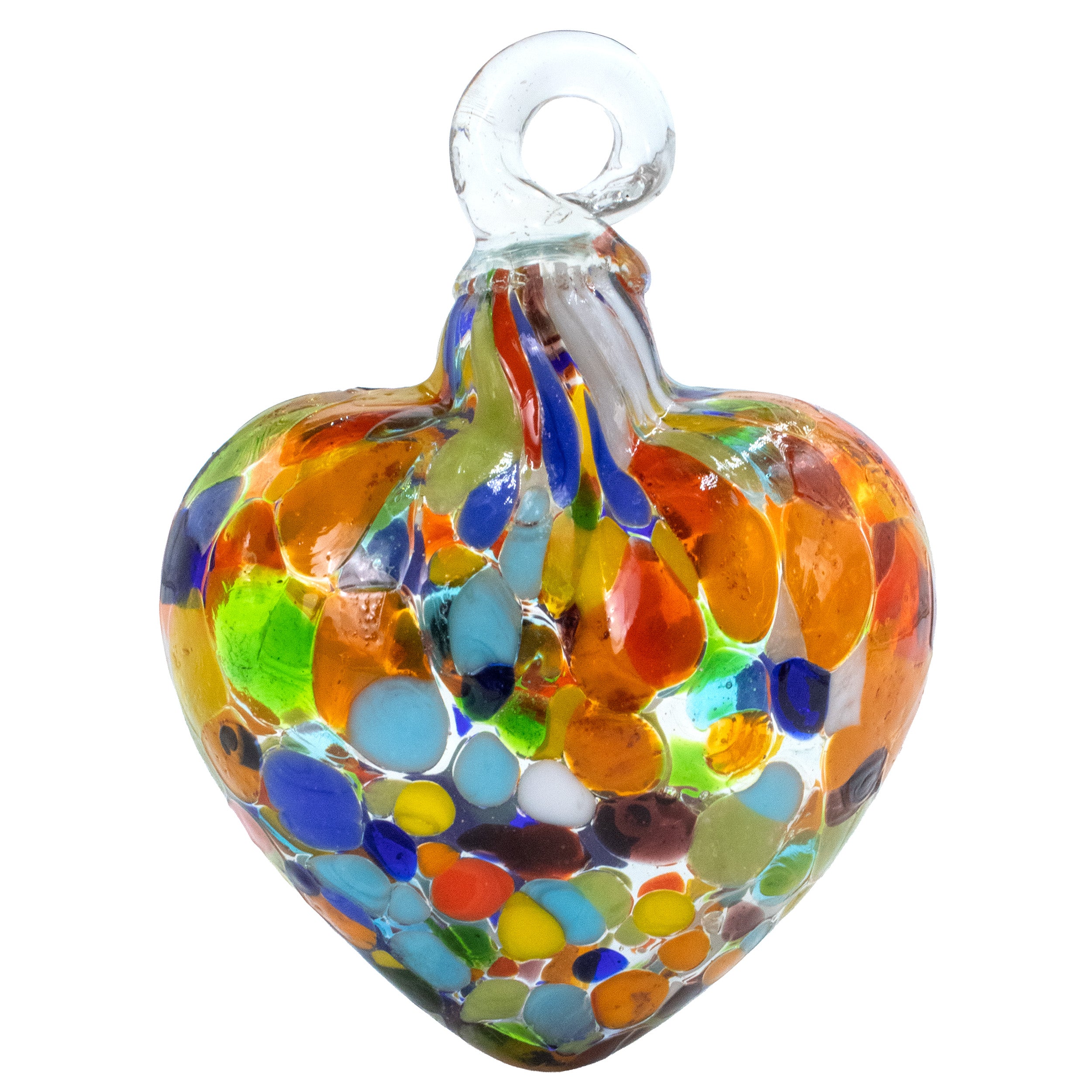 Tonalá Multicolor Blown Glass Hanging Heart Ornament
