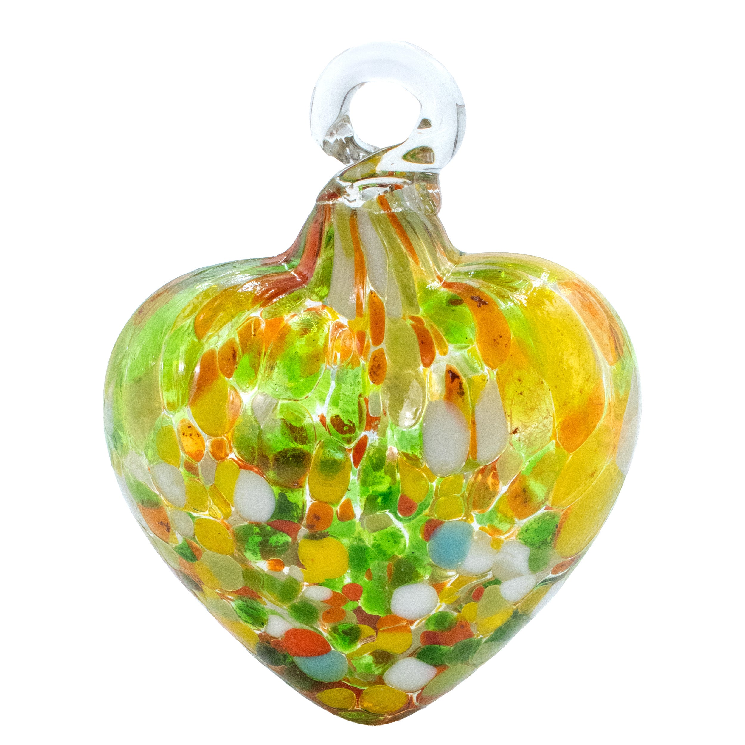 Tonalá Multicolor Blown Glass Hanging Heart Ornament