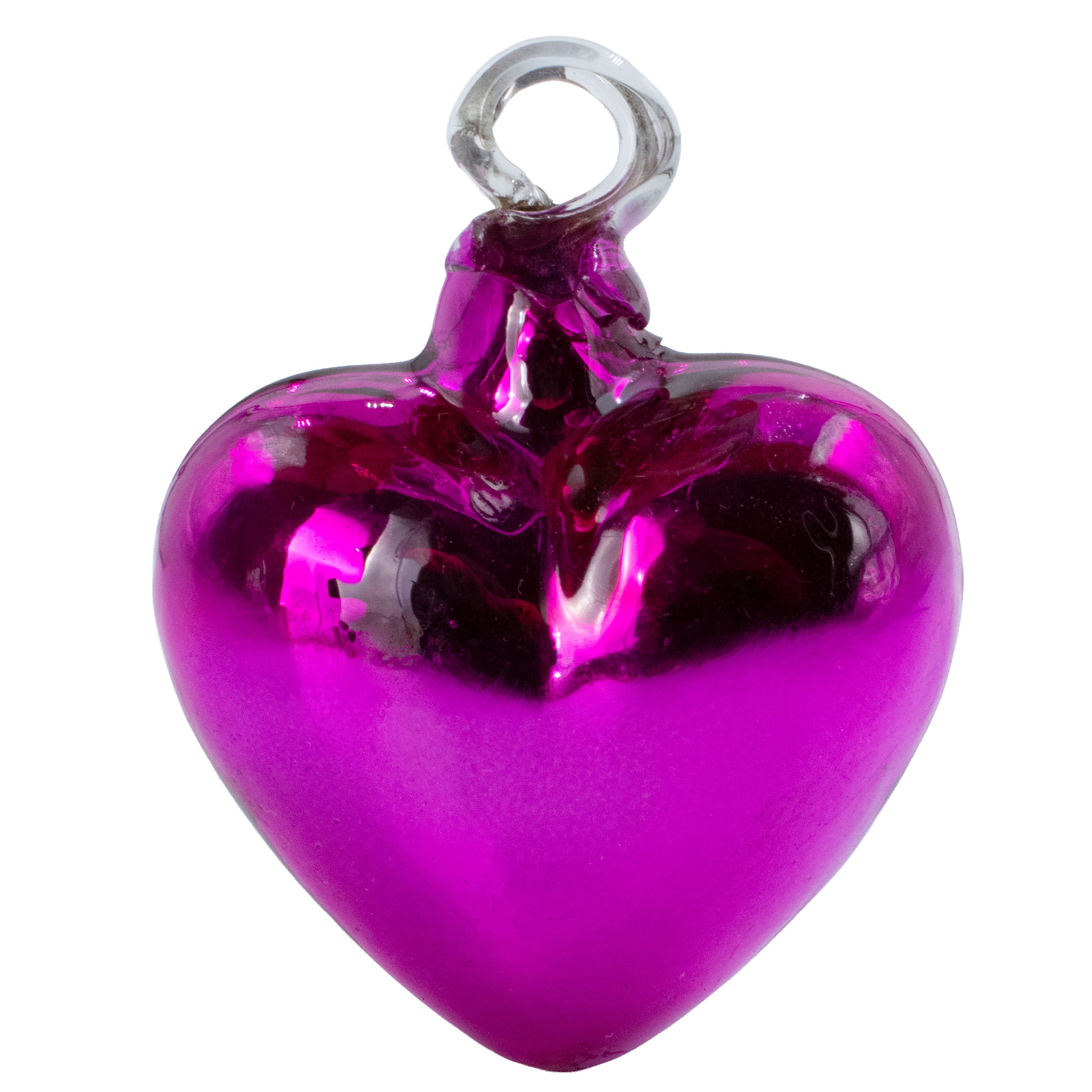 Tonalá Platinated Solid Blown Glass Hanging Heart Ornament