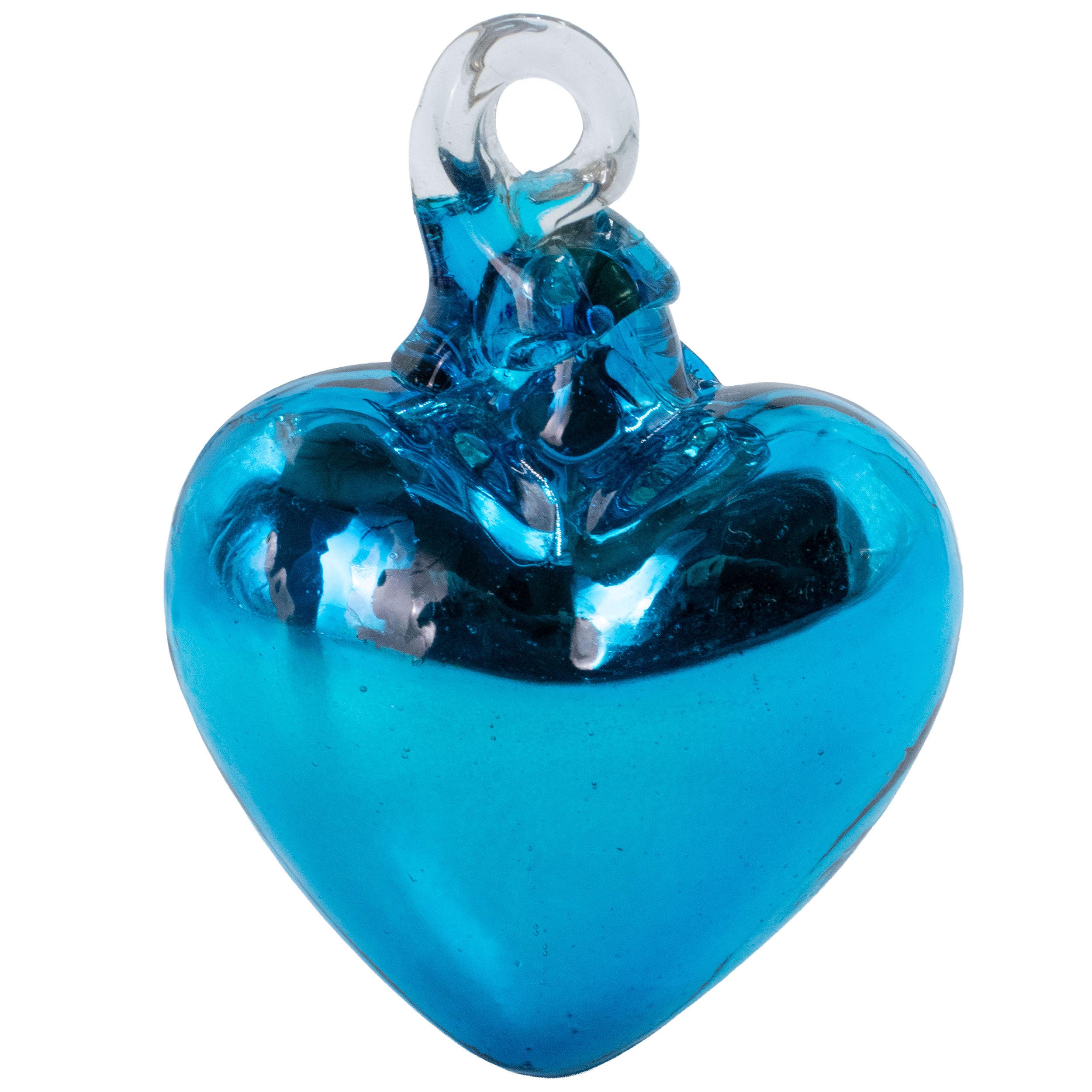 Tonalá Platinated Solid Blown Glass Hanging Heart Ornament