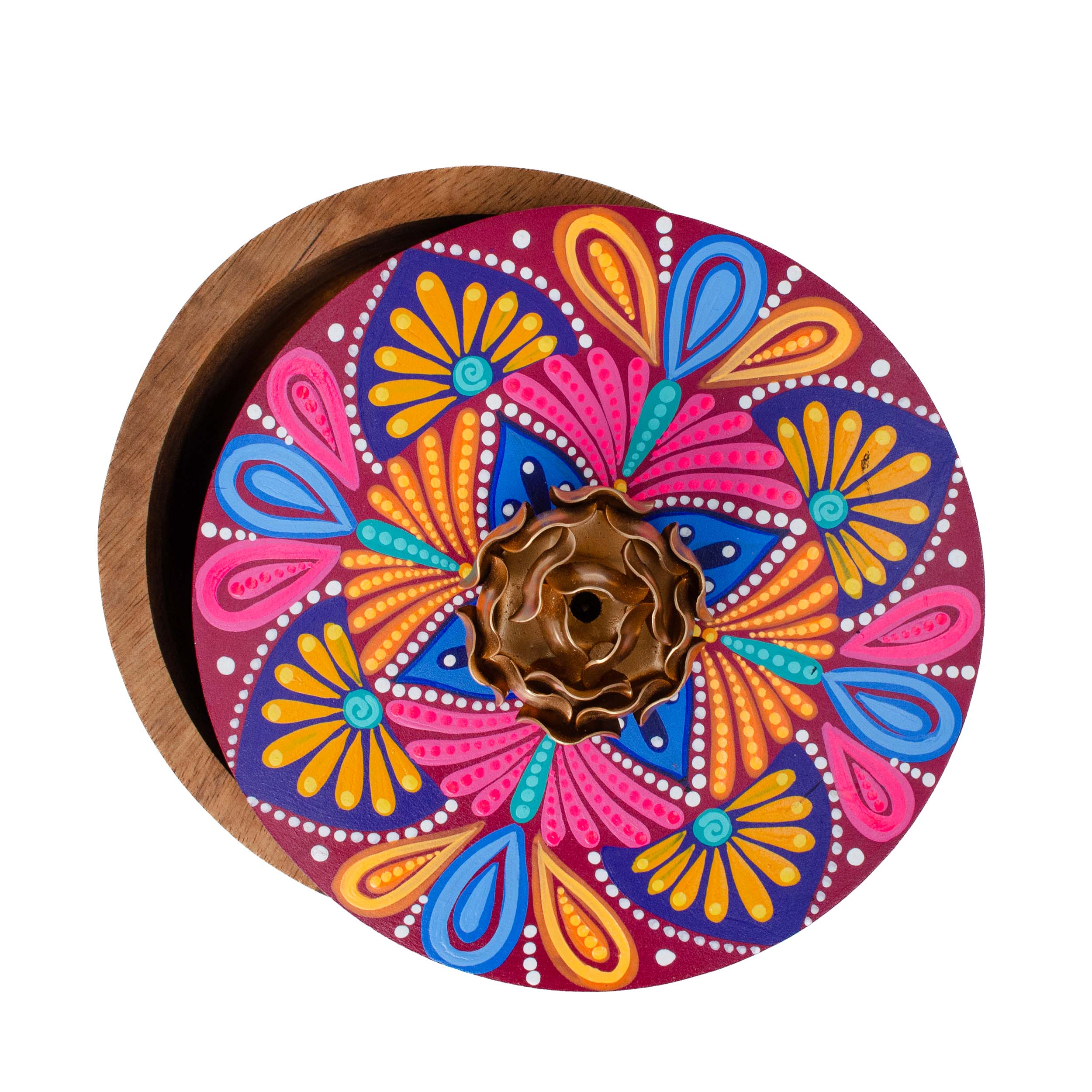Hand-painted Parota Solid Wood Kitchen Tortillero/Basket