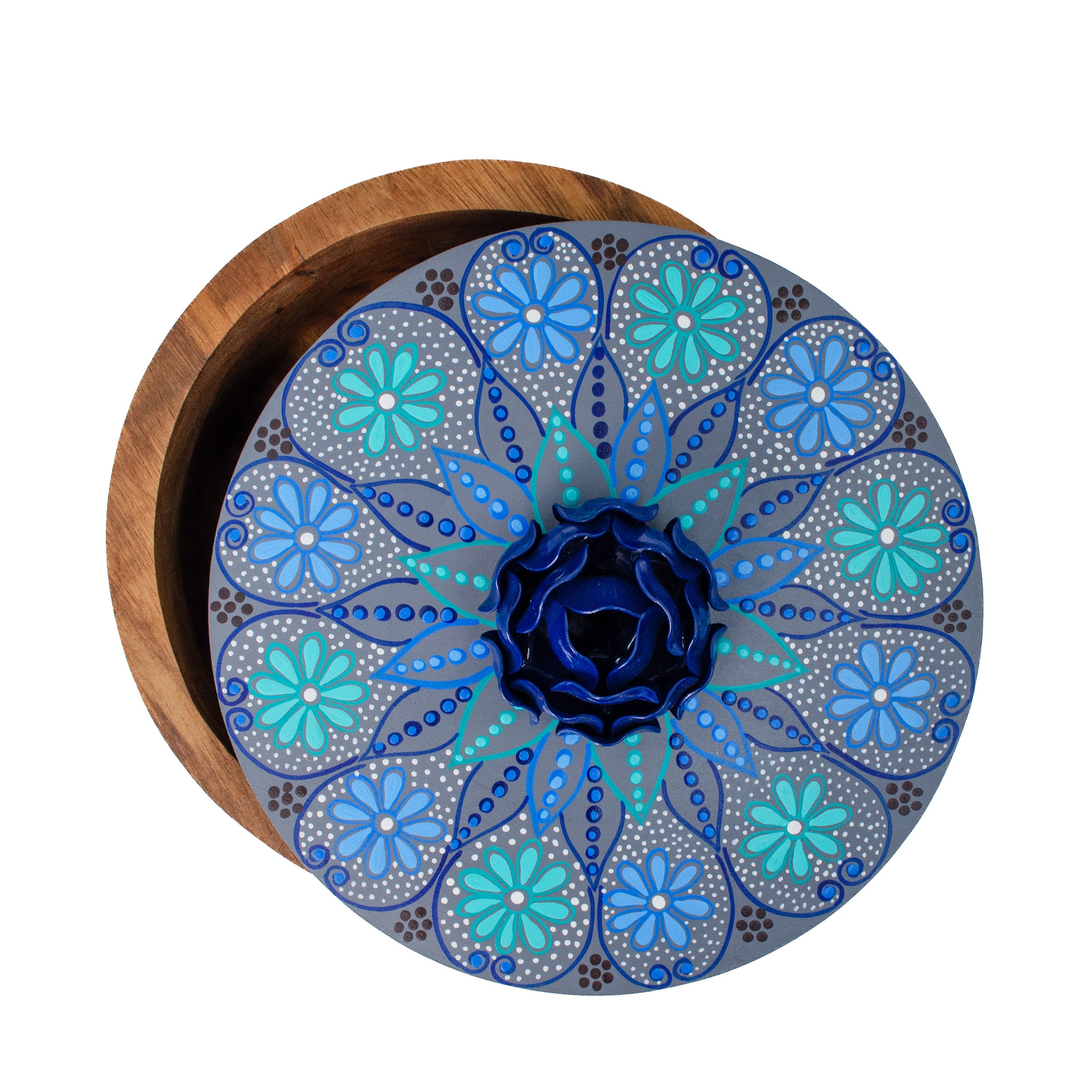 Hand-painted Parota Solid Wood Kitchen Tortillero/Basket