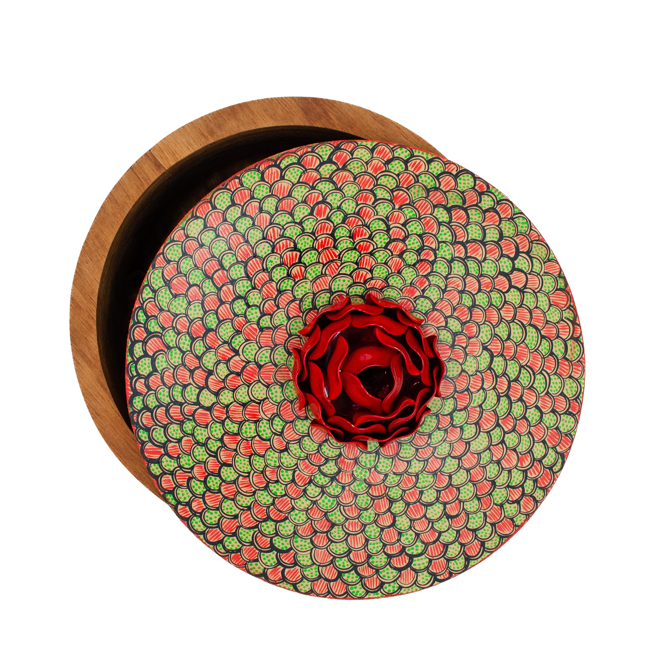 Hand-painted Parota Solid Wood Kitchen Tortillero/Basket