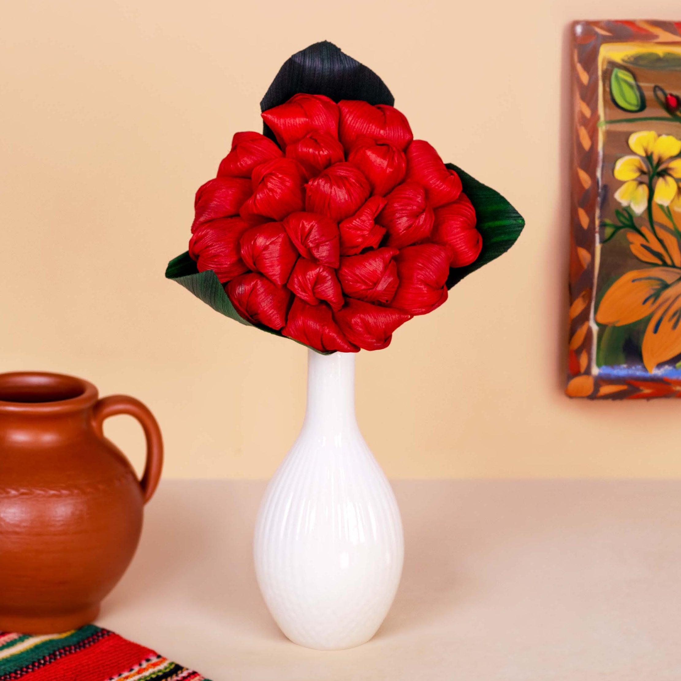 Totomoxtle Cornhusk Button Flower