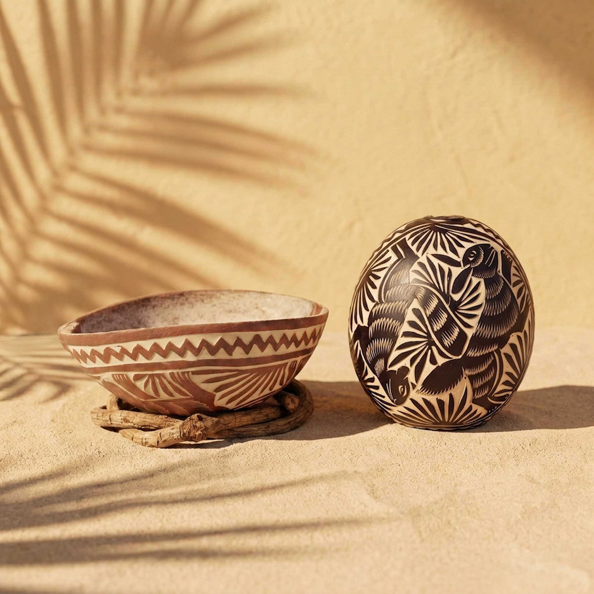 Hand-Carved Mezcal Gourd, or Jícara with Natural Base