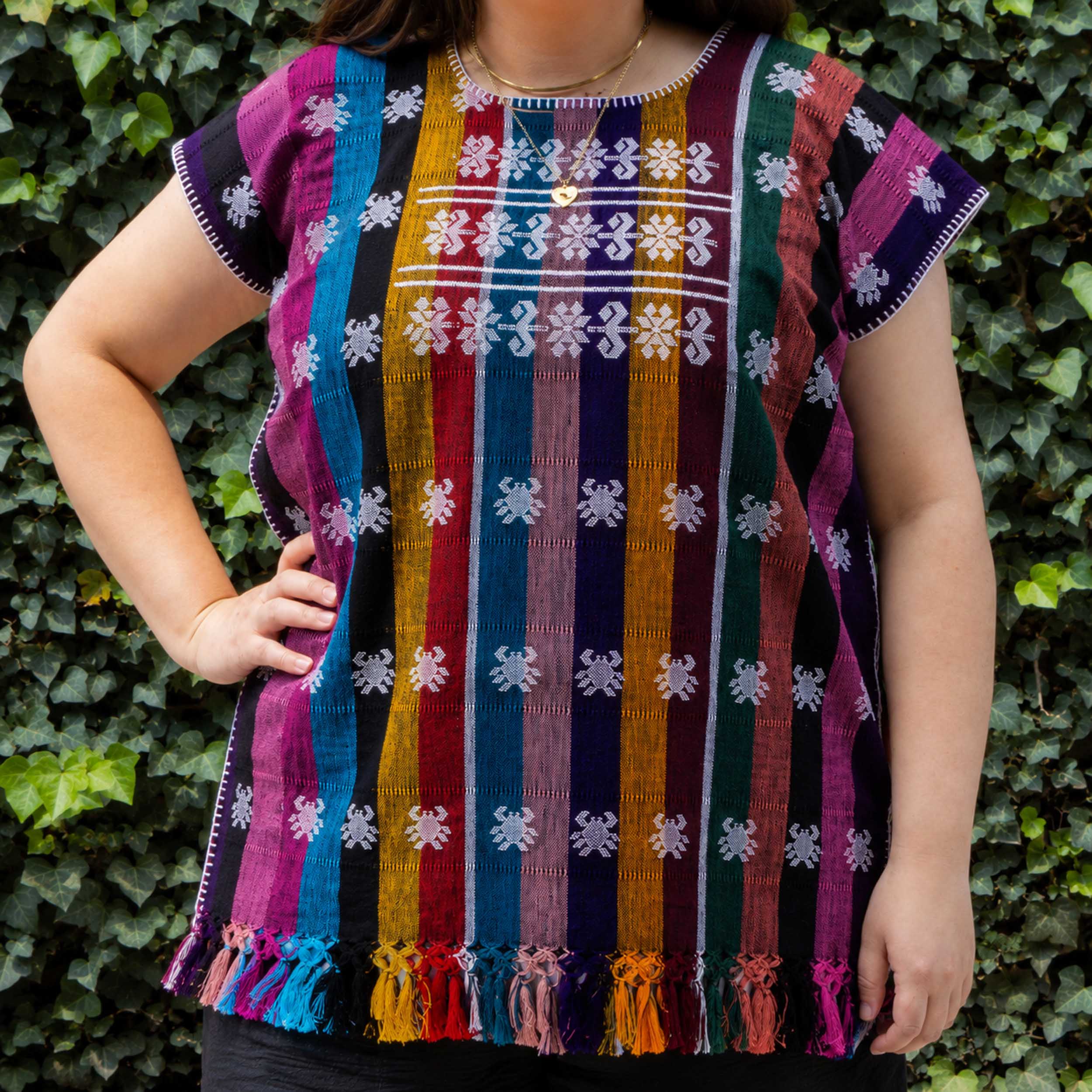 Trenzado Huipil de Telar Blouse