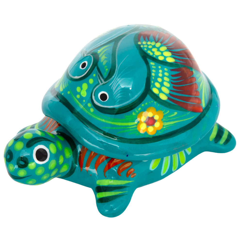 Hand-Painted Xalitla Turtle Clay Trinket/Jewelry Box