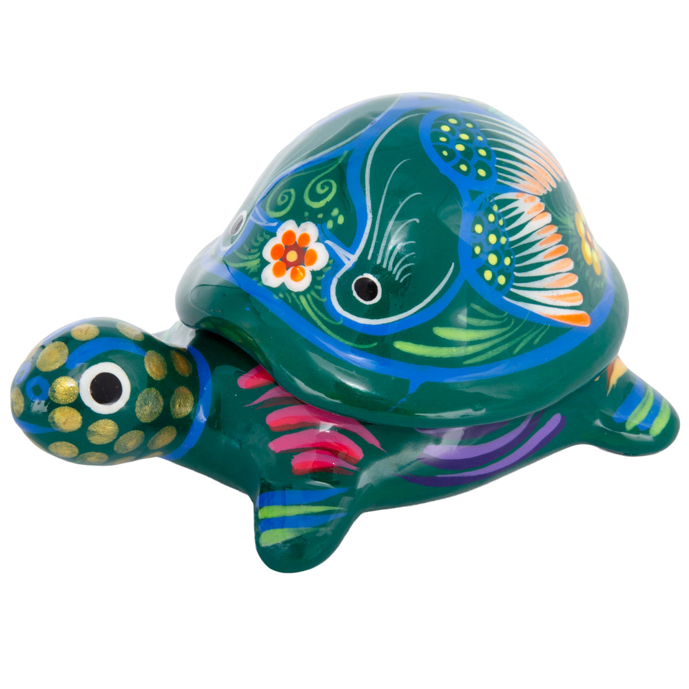 Hand-Painted Xalitla Turtle Clay Trinket/Jewelry Box
