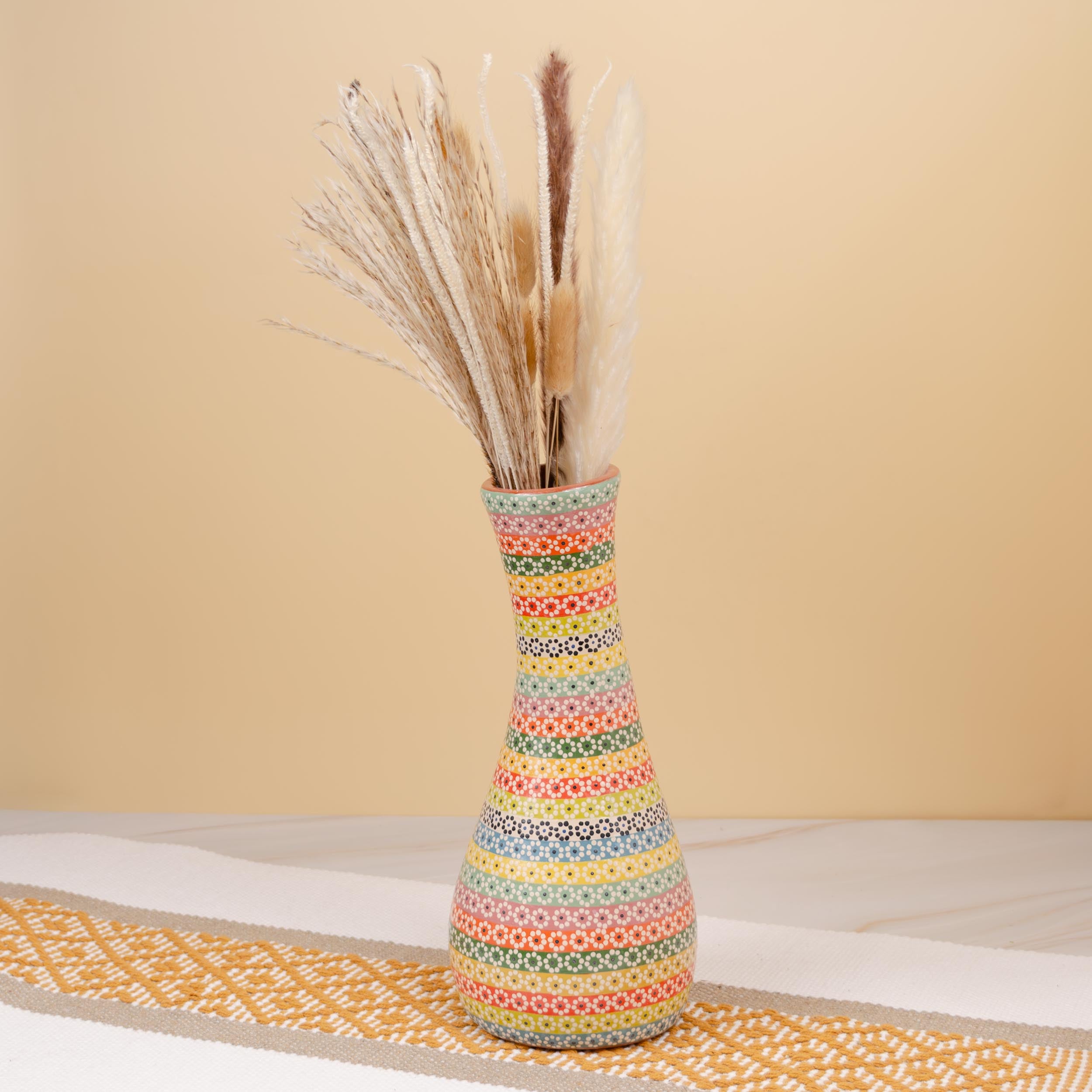 Capula Short Slim Neck Rainbow Clay Vase