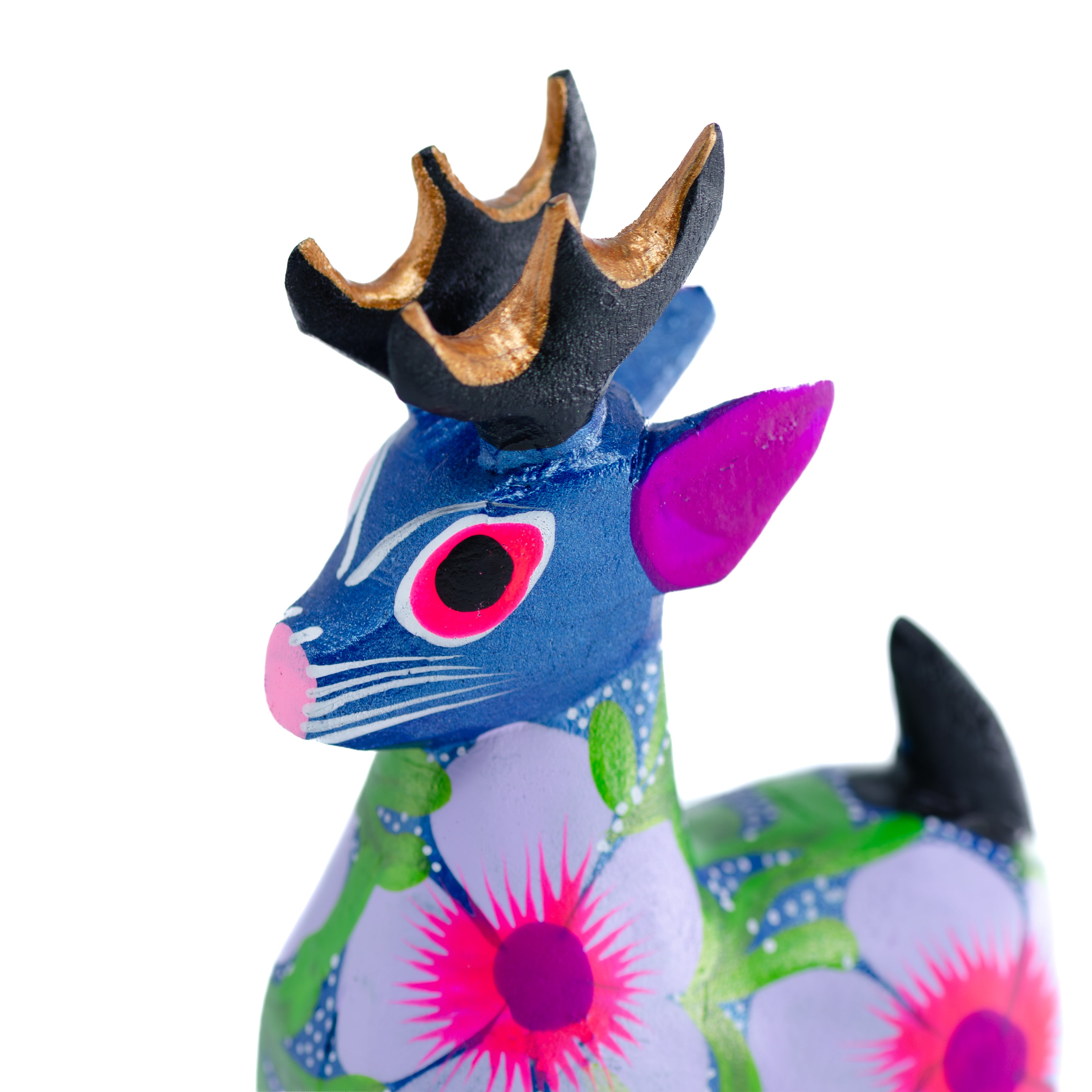 Large Hand Painted Deer Wooden Figurine | Lolo Mexican Mercadito