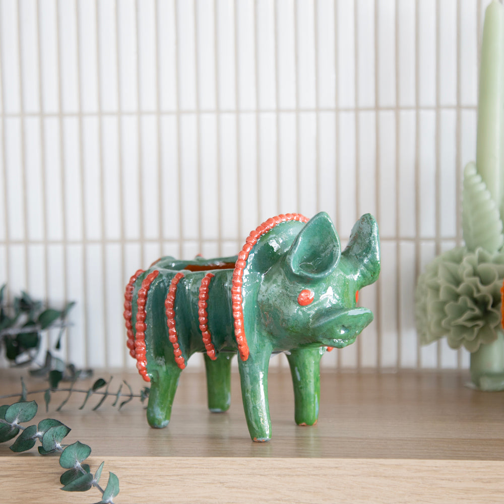 Cochinito Piñalado Decorative Bowl Sculpture