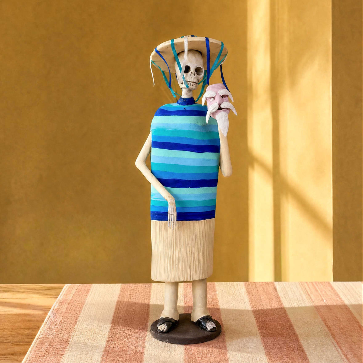 Danza de los Viejitos Clay Skeleton Sculpture