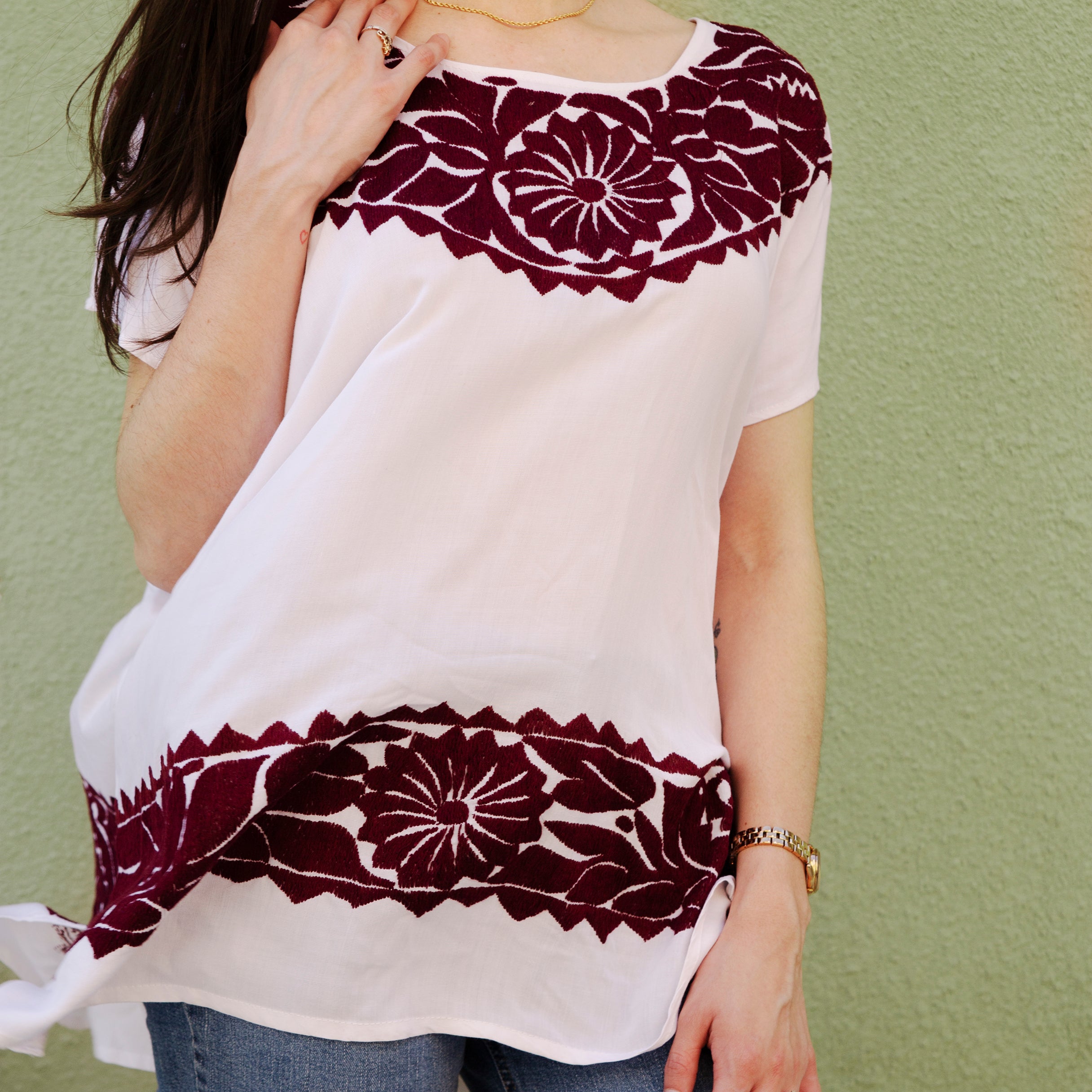 Jalapa Hand Embroidered Blouse, Double