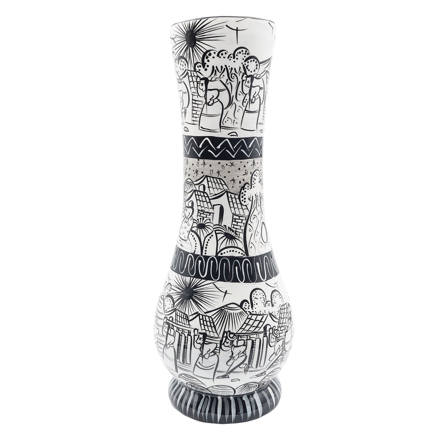 Xalitla Storytelling Black and White Vase