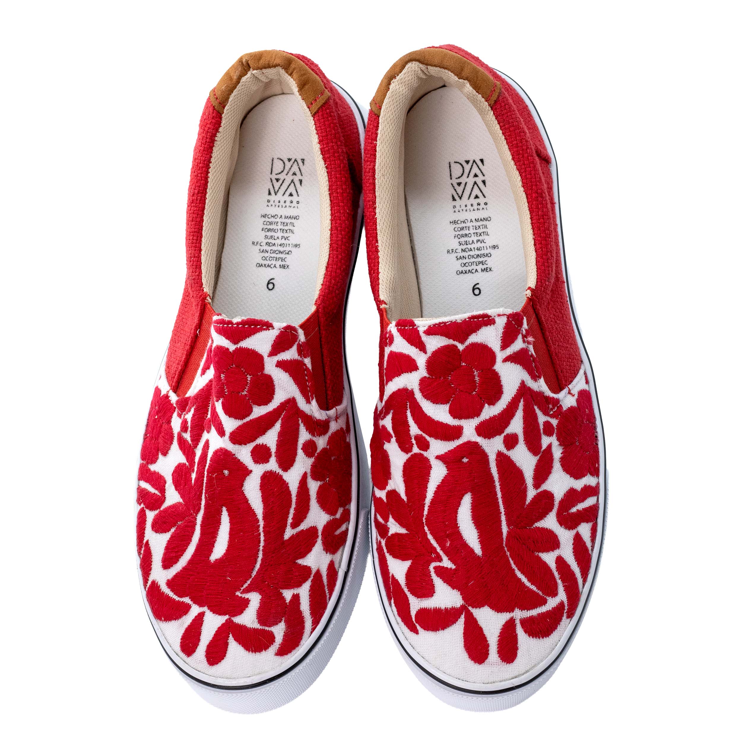 Red Jalapa Embroidered Slip-On Sneakers