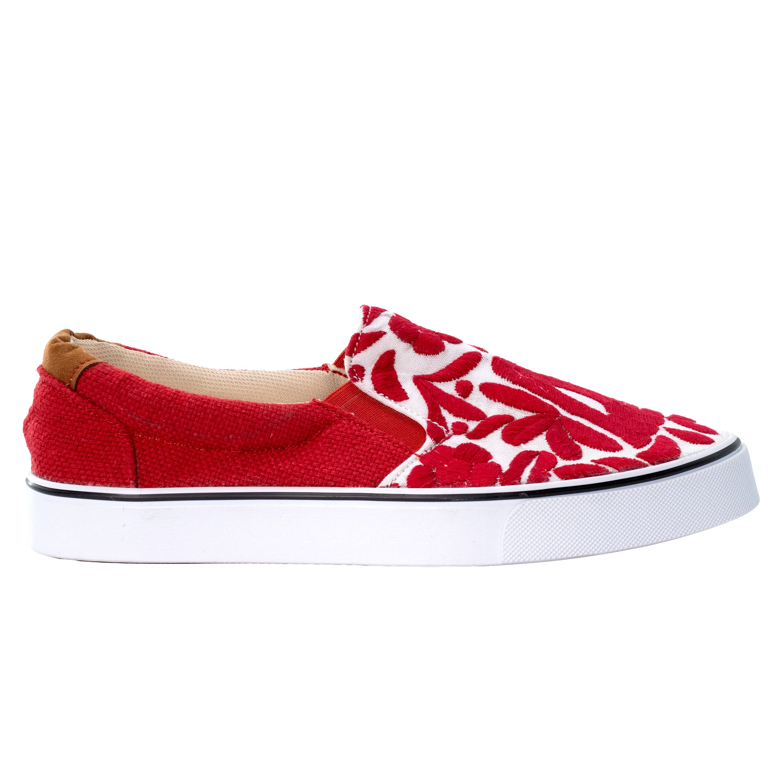 Red Jalapa Embroidered Slip-On Sneakers