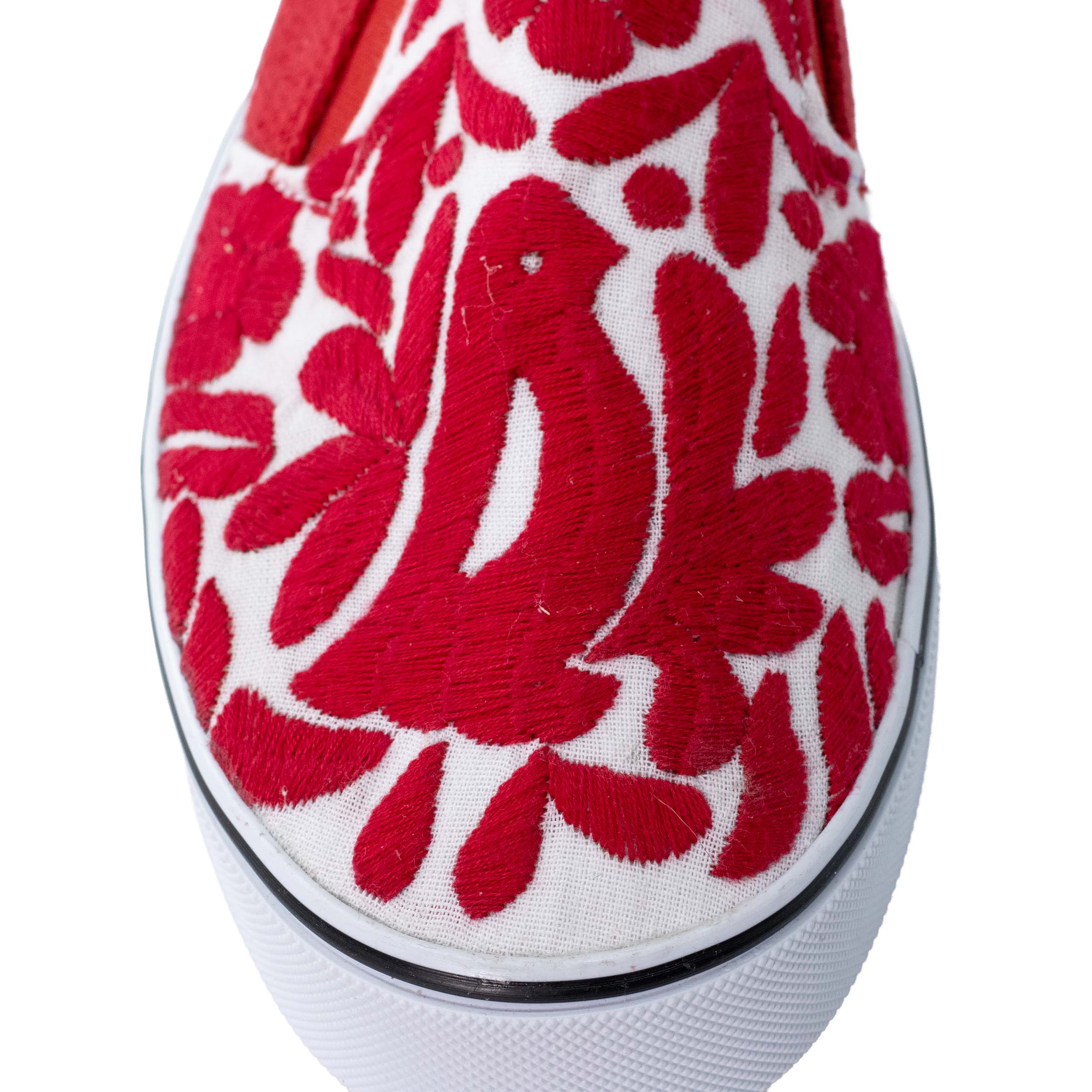 Red Jalapa Embroidered Slip-On Sneakers