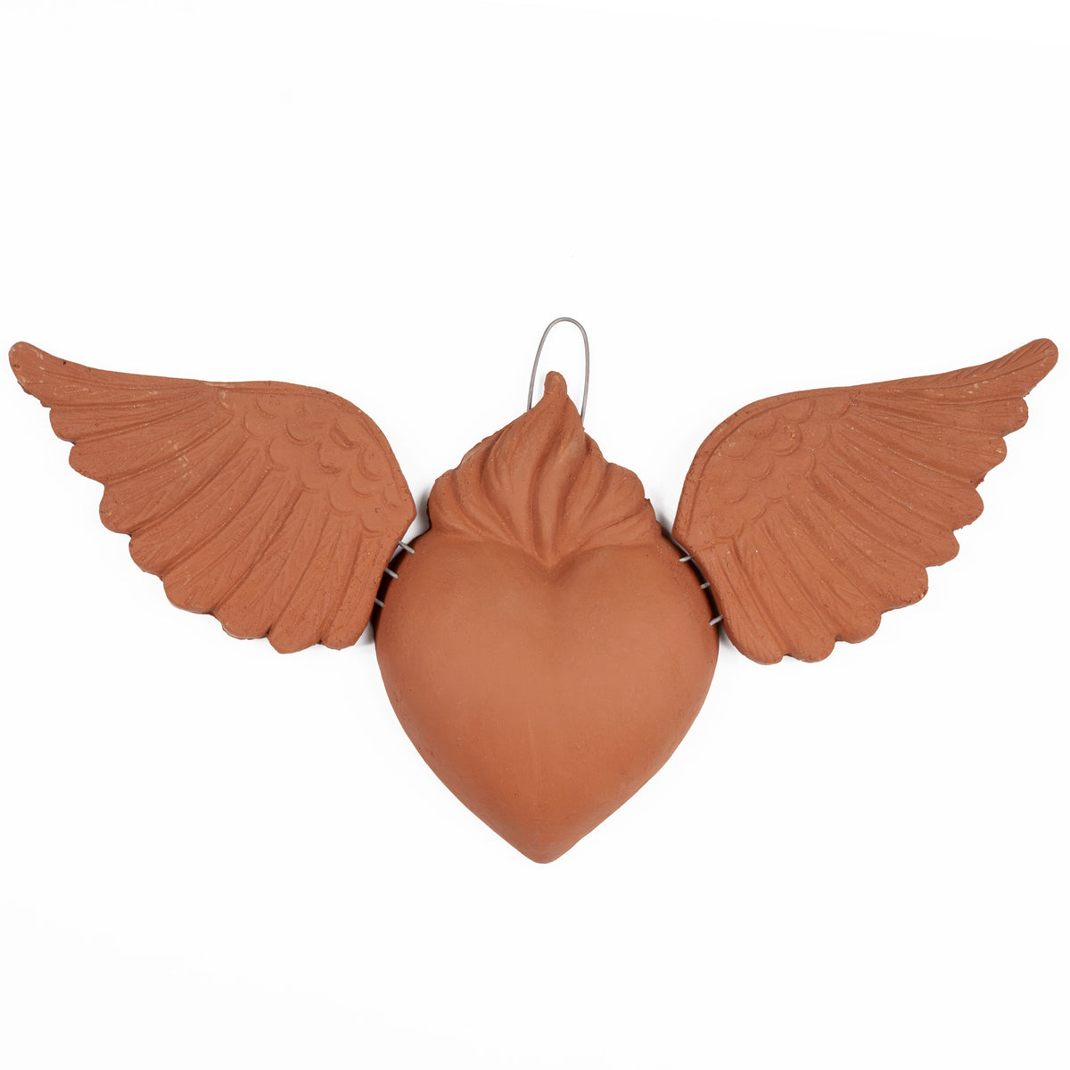 Sacred Heart Angel Wings Clay Wall Art