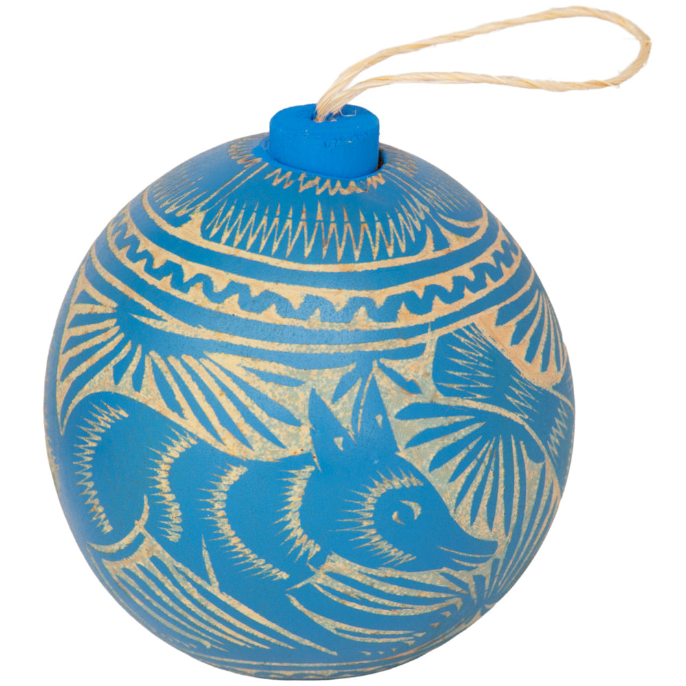 Jícara Natural Hand-Carved Round Christmas Ornament