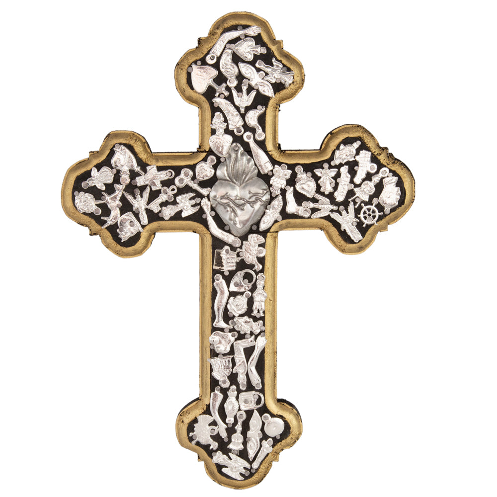 Wooden Wall Cross with Milagritos, Large