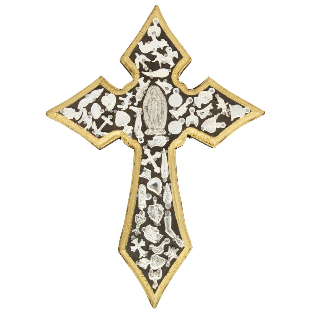 Wooden Wall Cross with Milagritos, Large