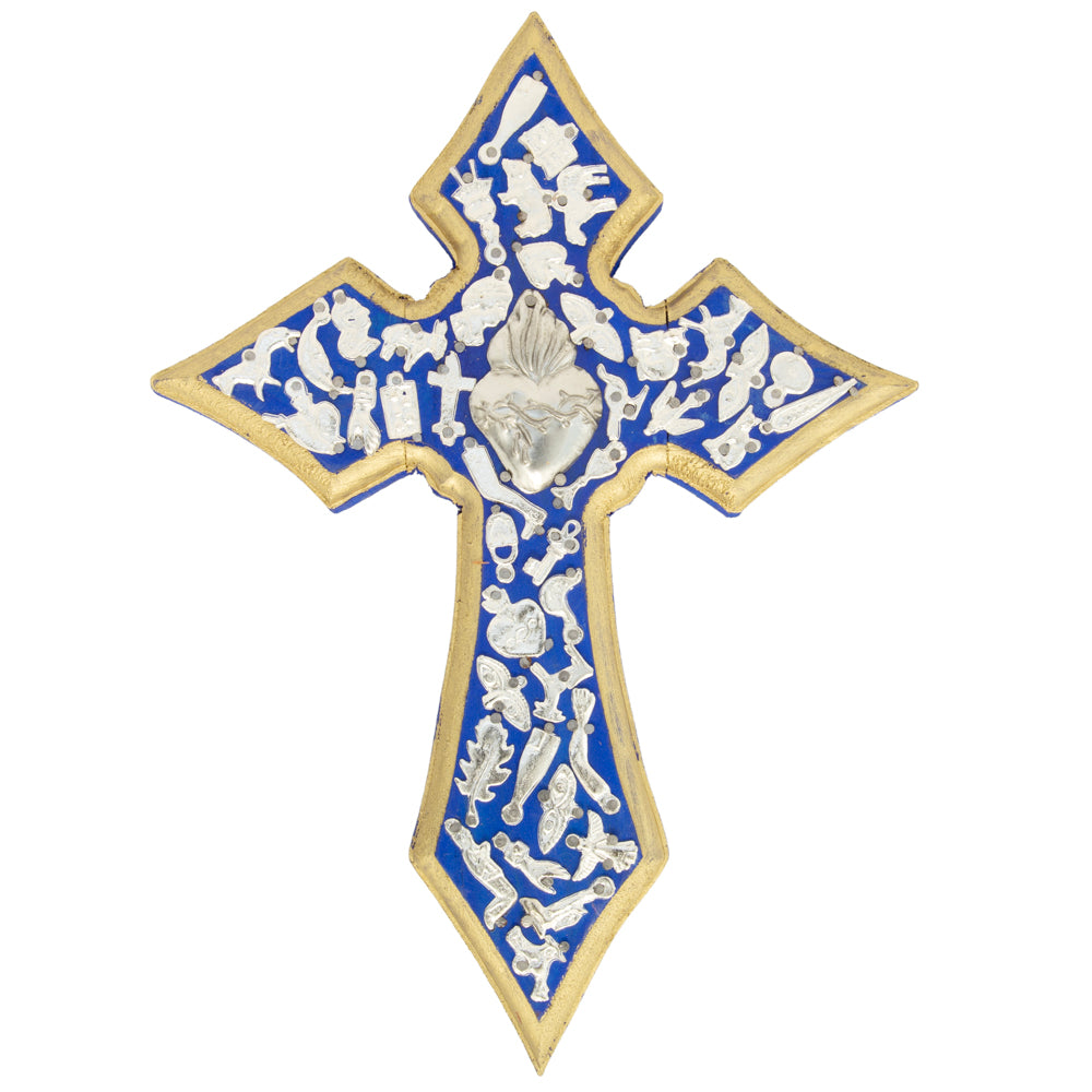 Wooden Wall Cross with Milagritos, Large