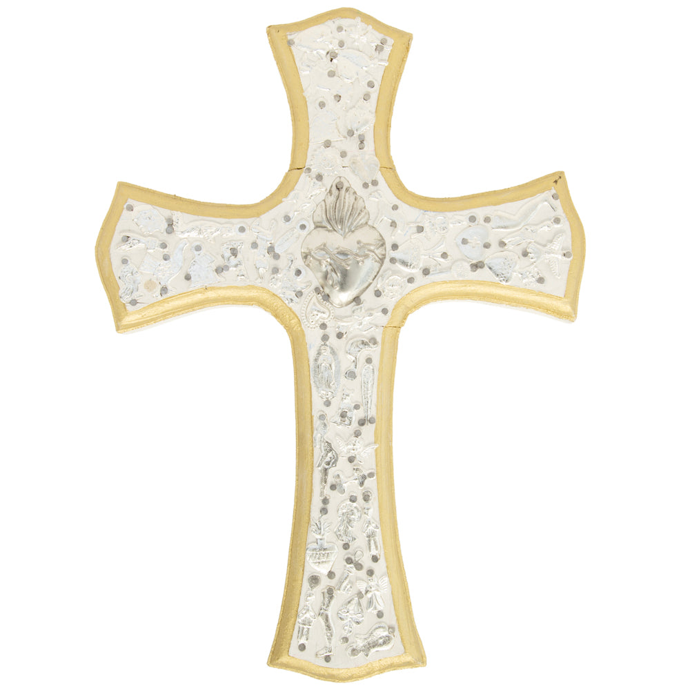 Wooden Wall Cross with Milagritos, Large