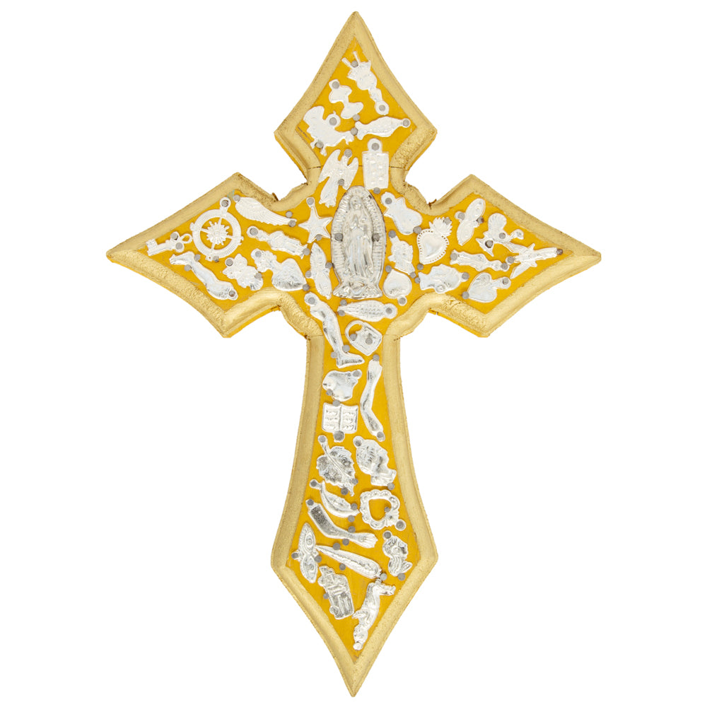 Wooden Wall Cross with Milagritos, Large