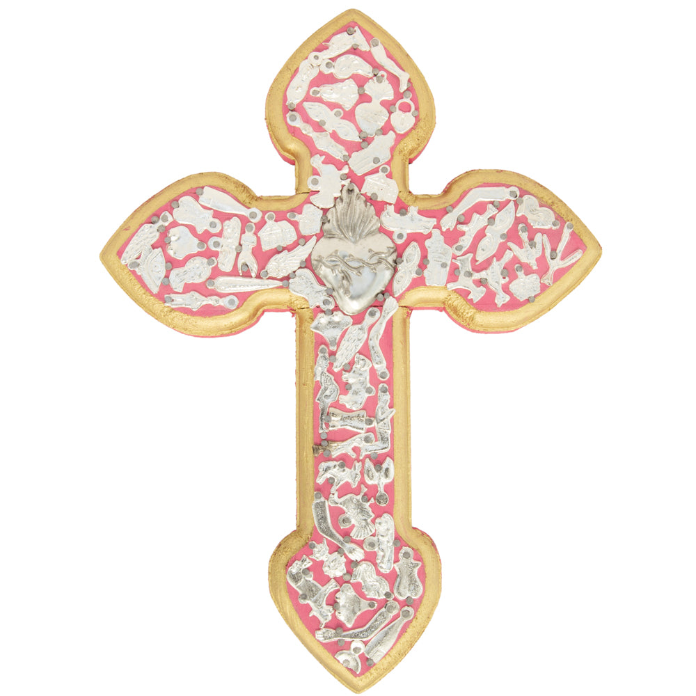 Wooden Wall Cross with Milagritos, Large