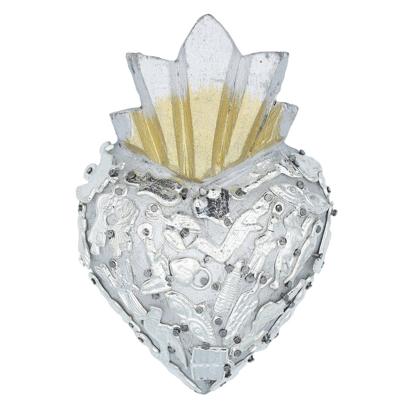 Wooden Milagro Heart with Milagritos