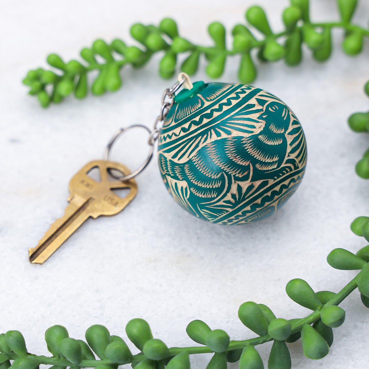 Hand-Carved Gourd, or Jícara Keychain